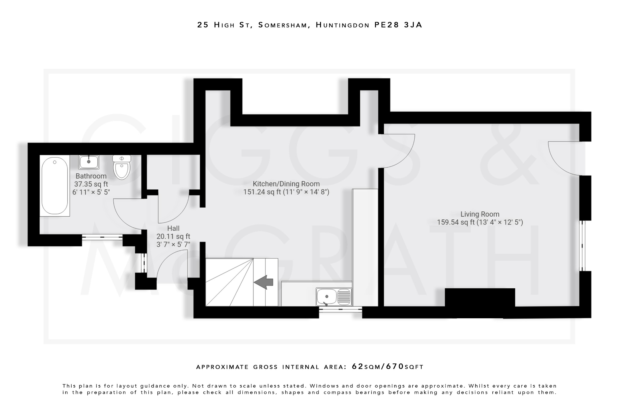 2 bed end of terrace house for sale in High Street, Cambridgeshire - Property Floorplan