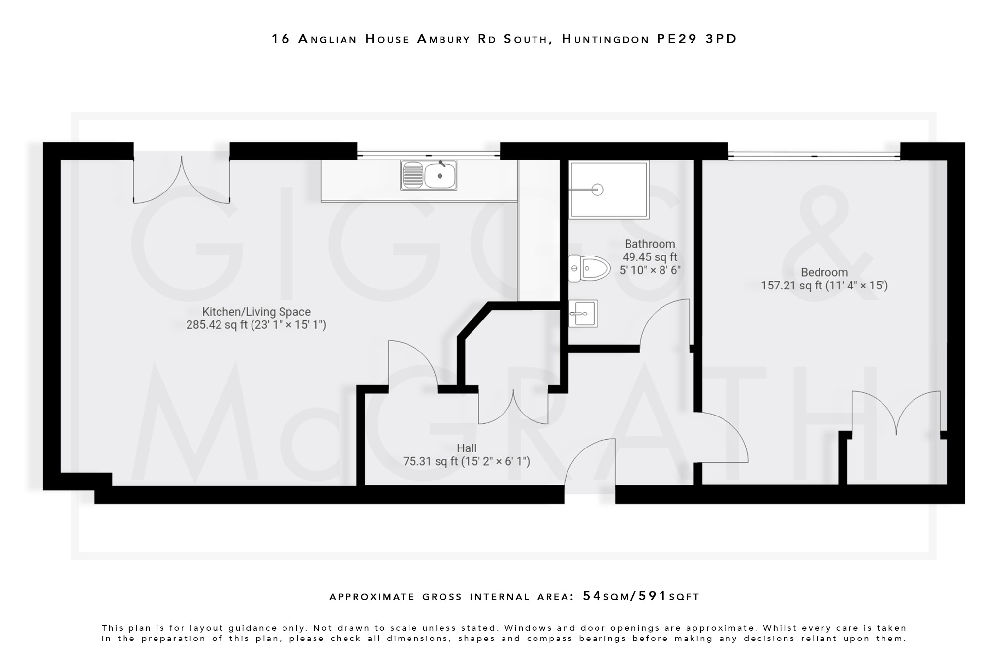 1 bed flat for sale in Ambury Road South, Huntingdon - Property Floorplan