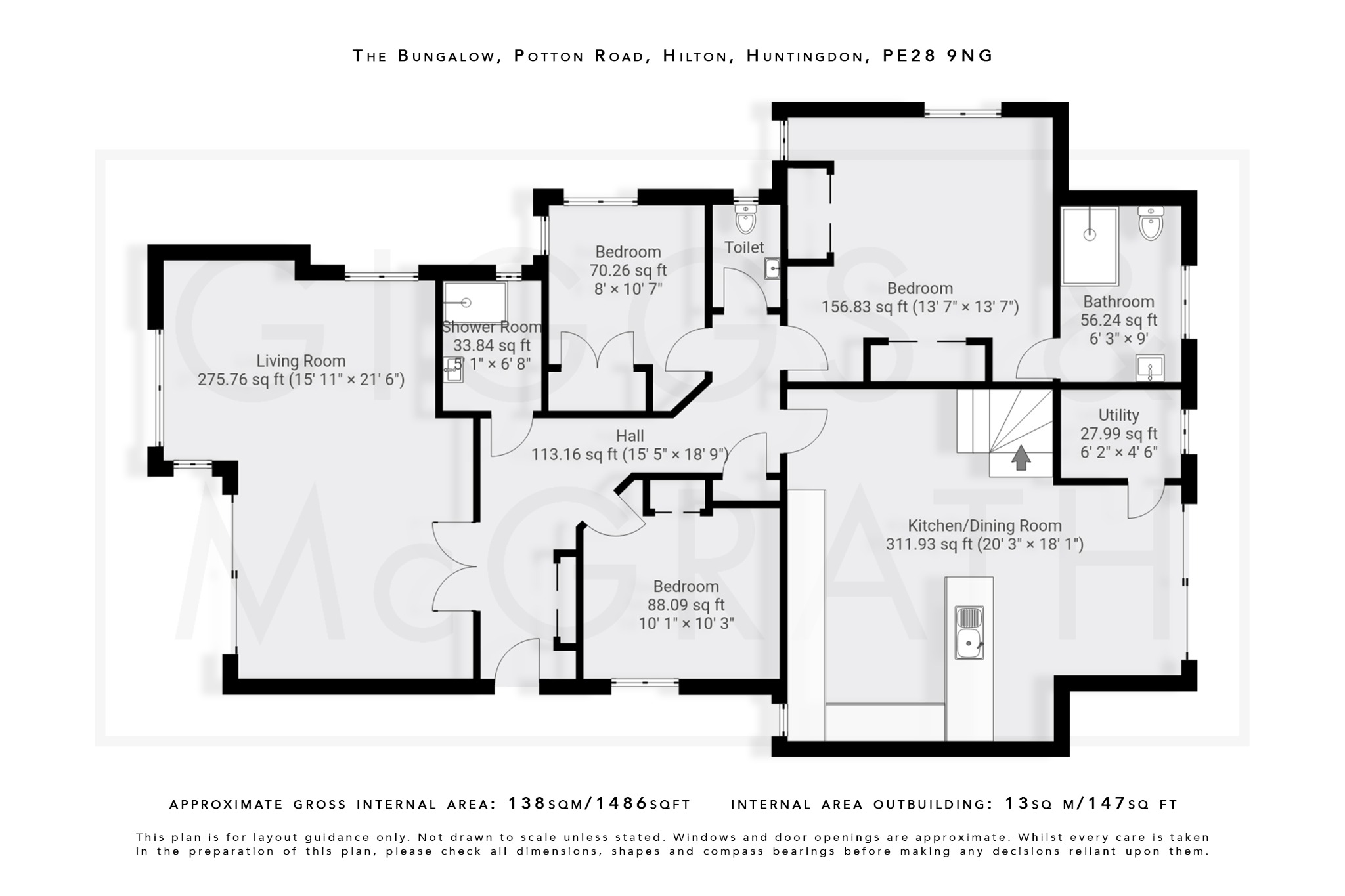 4 bed detached bungalow for sale in Potton Road, Huntingdon - Property Floorplan