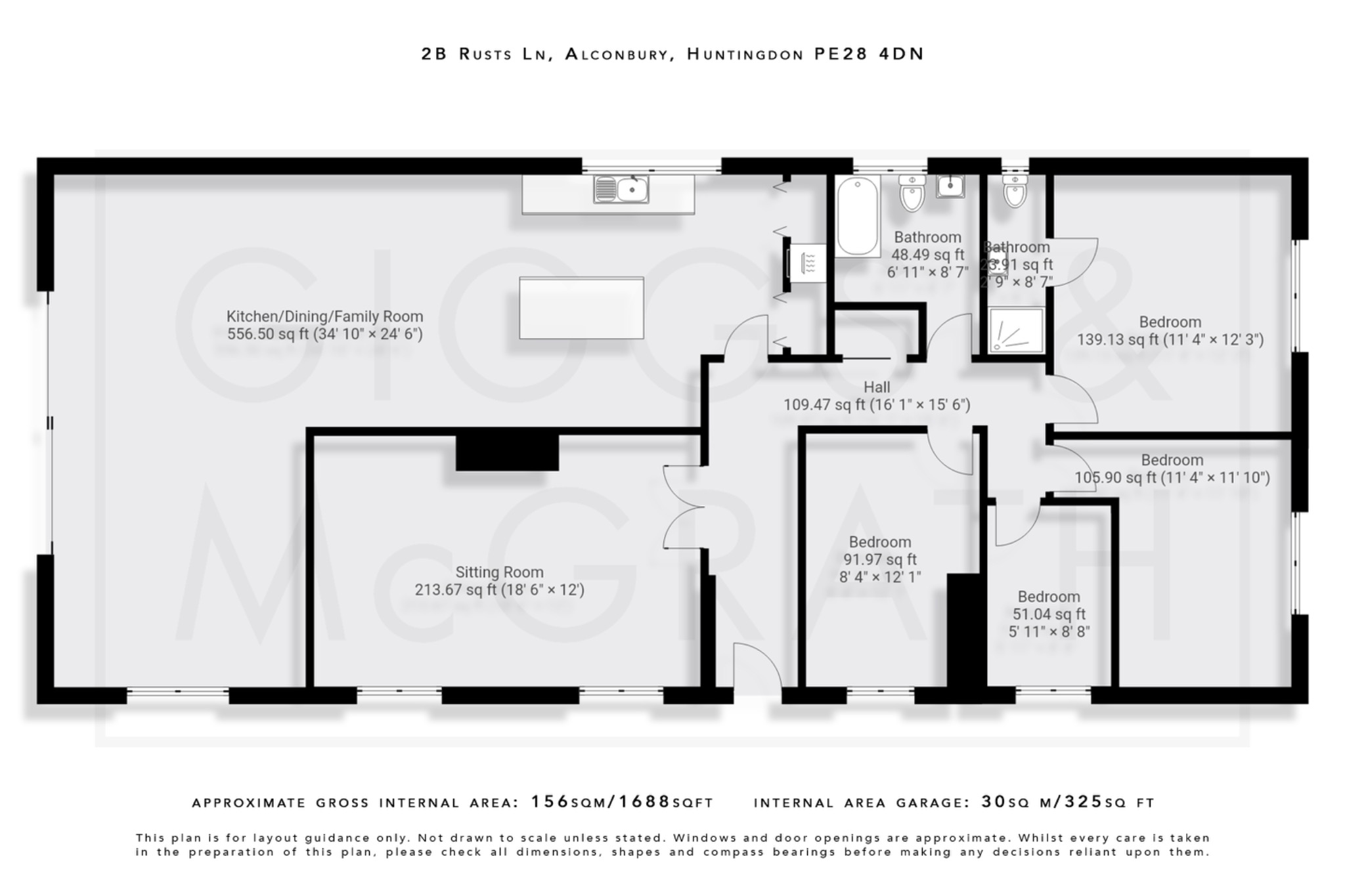 4 bed detached bungalow for sale in Rusts Lane, Cambridgeshire - Property Floorplan