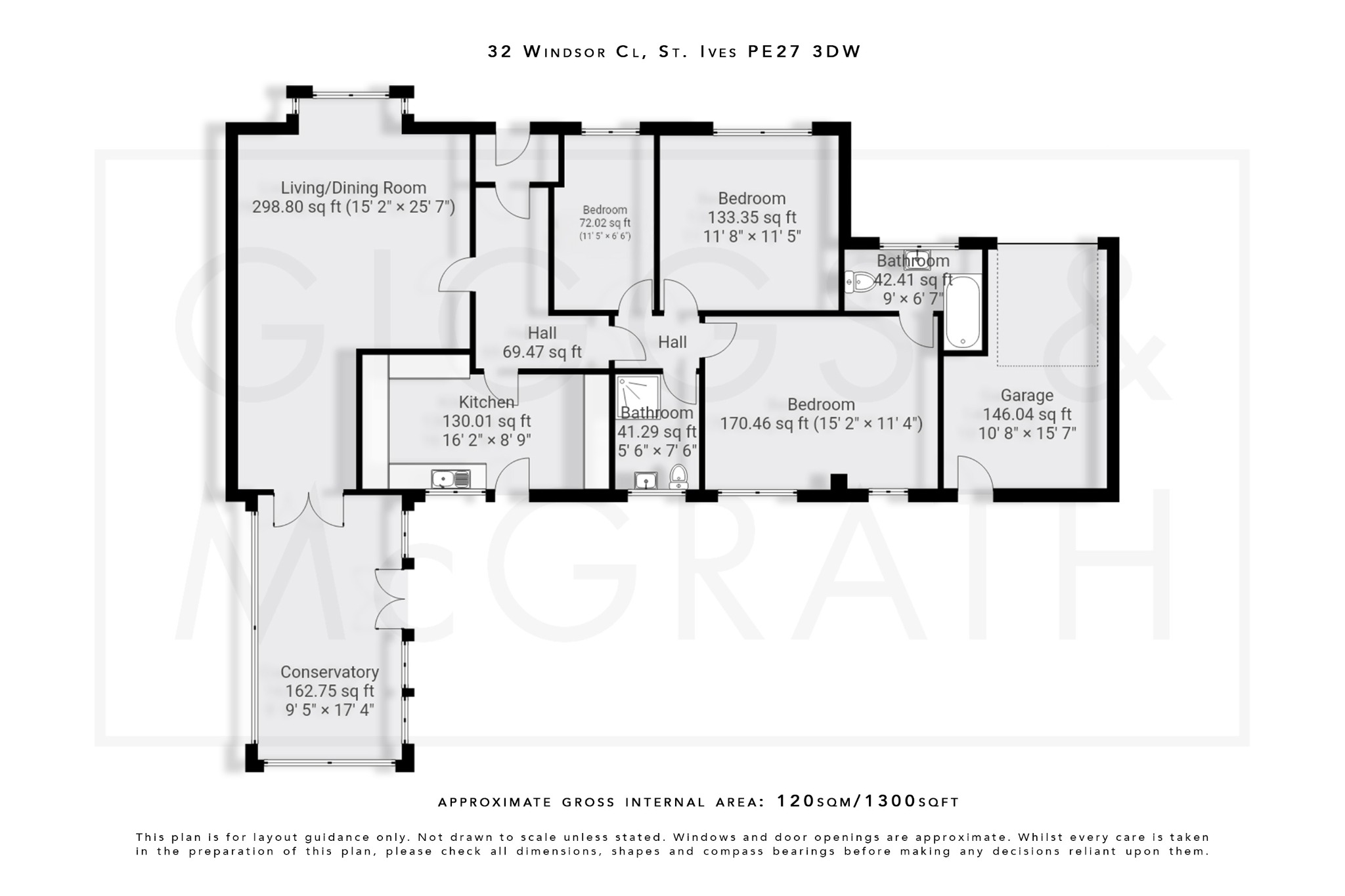 3 bed bungalow for sale in Windsor Close, St Ives - Property Floorplan