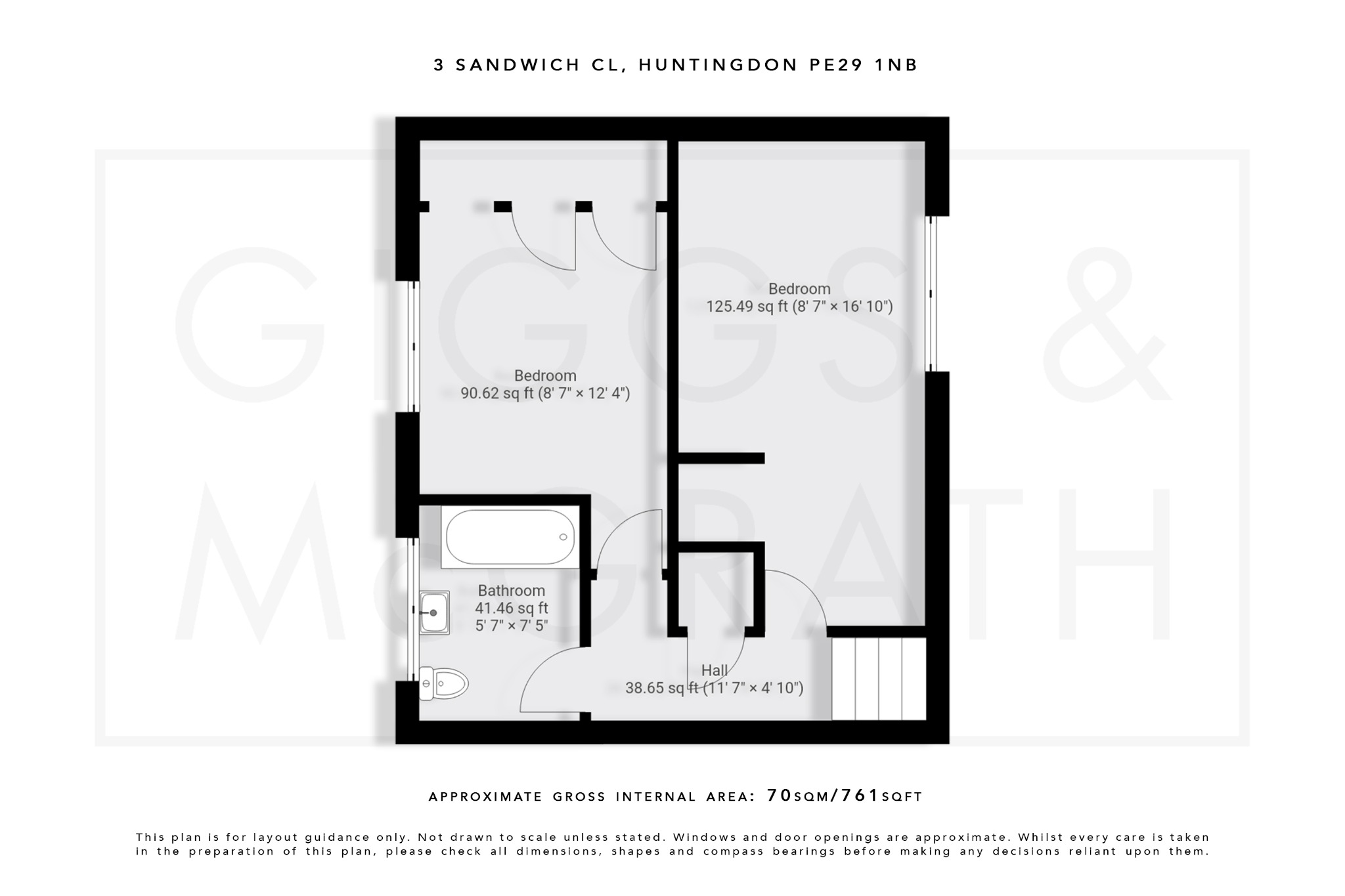 3 bed terraced house for sale in Sandwich Close, Huntingdon - Property Floorplan
