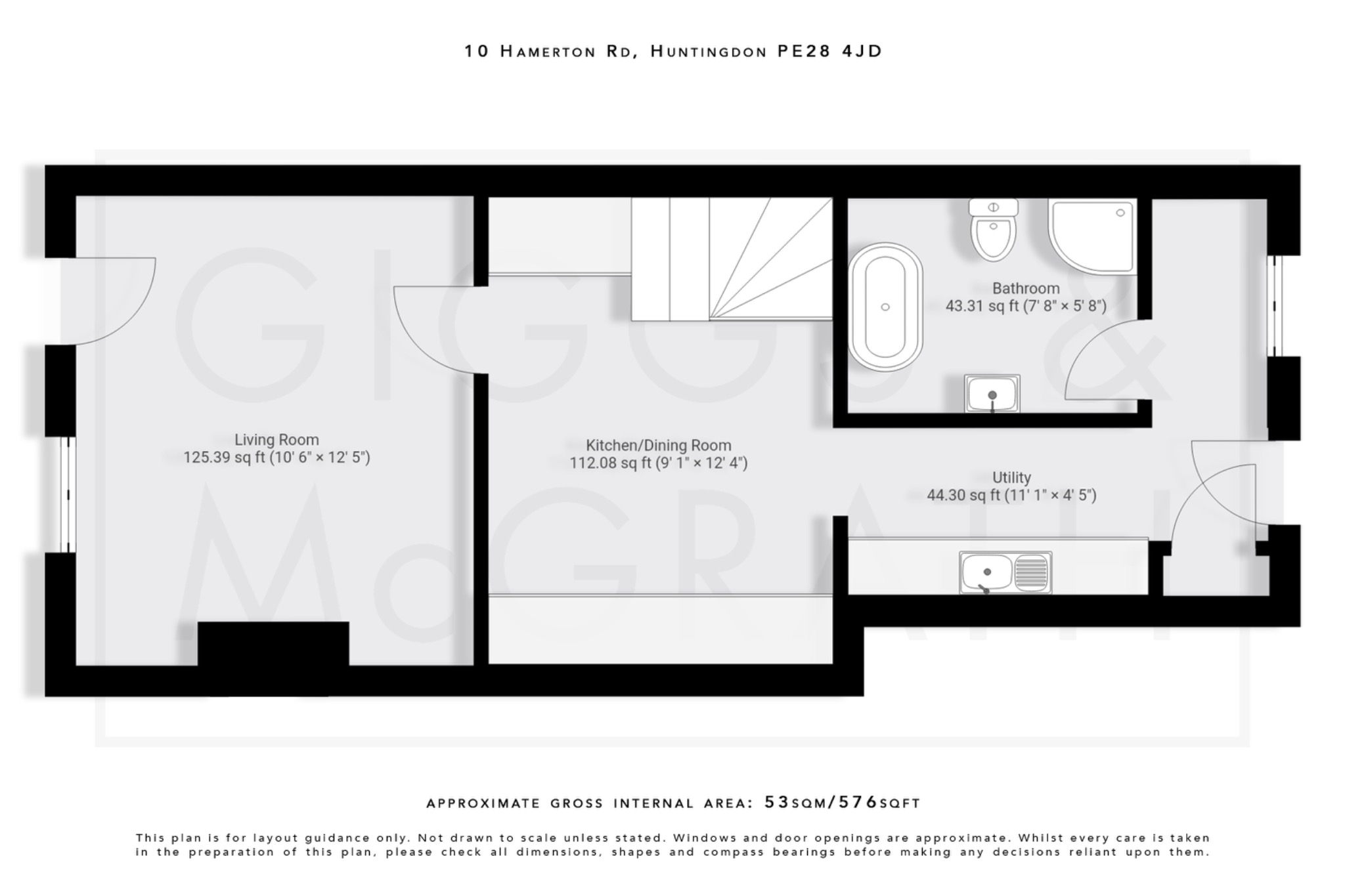 2 bed terraced house for sale in Hamerton Road, Cambridgeshire - Property Floorplan