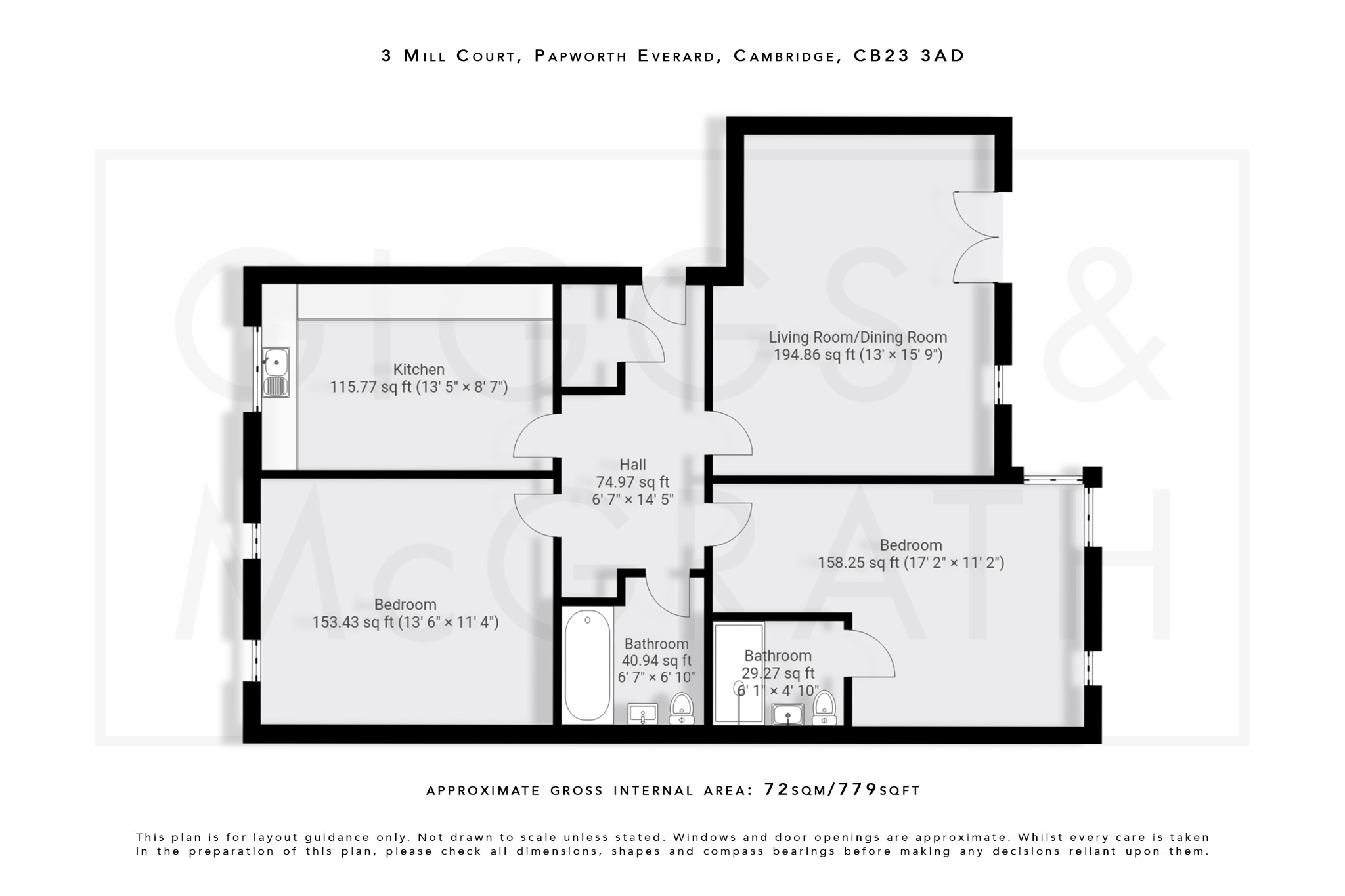 2 bed ground floor flat for sale in Mill Court, Cambridge - Property Floorplan