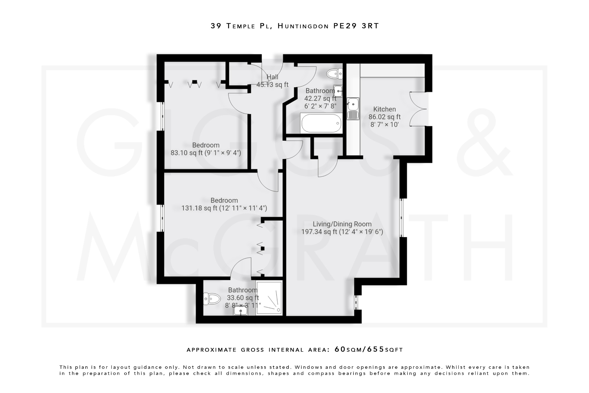 2 bed flat for sale in Temple Place, Huntingdon - Property Floorplan