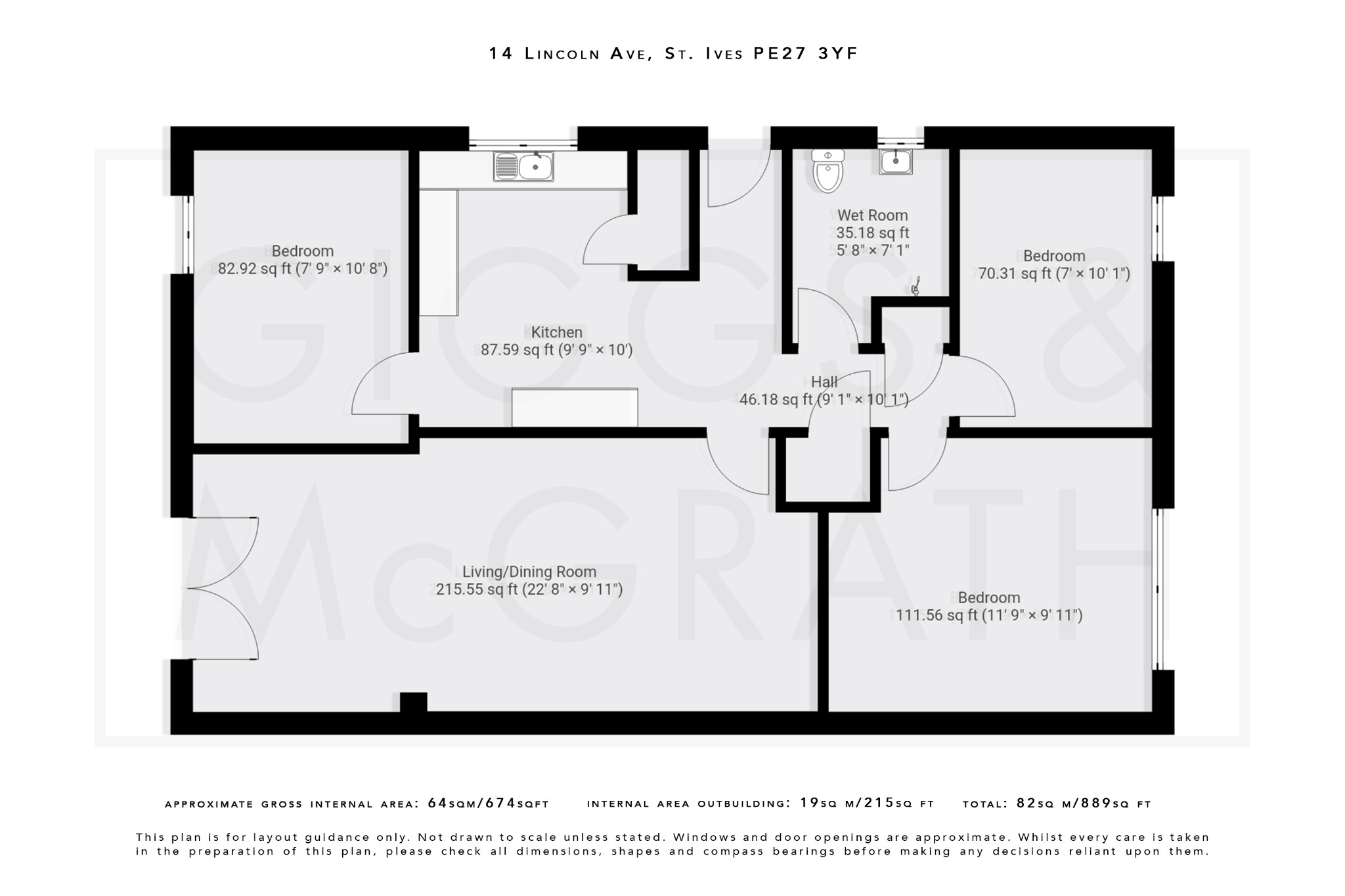 3 bed detached bungalow for sale in Lincoln Avenue, St. Ives - Property Floorplan