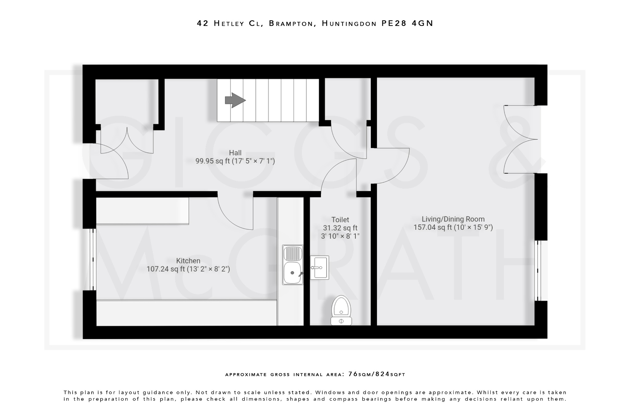 3 bed terraced house for sale in Hetley Close, Cambridgeshire - Property Floorplan