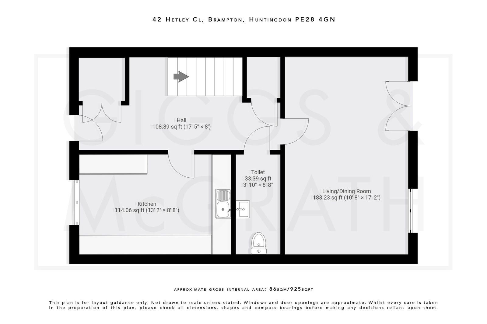 3 bed terraced house for sale in Hetley Close, Cambridgeshire - Property Floorplan