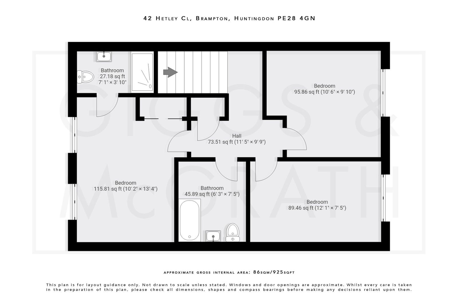 3 bed terraced house for sale in Hetley Close, Cambridgeshire - Property Floorplan