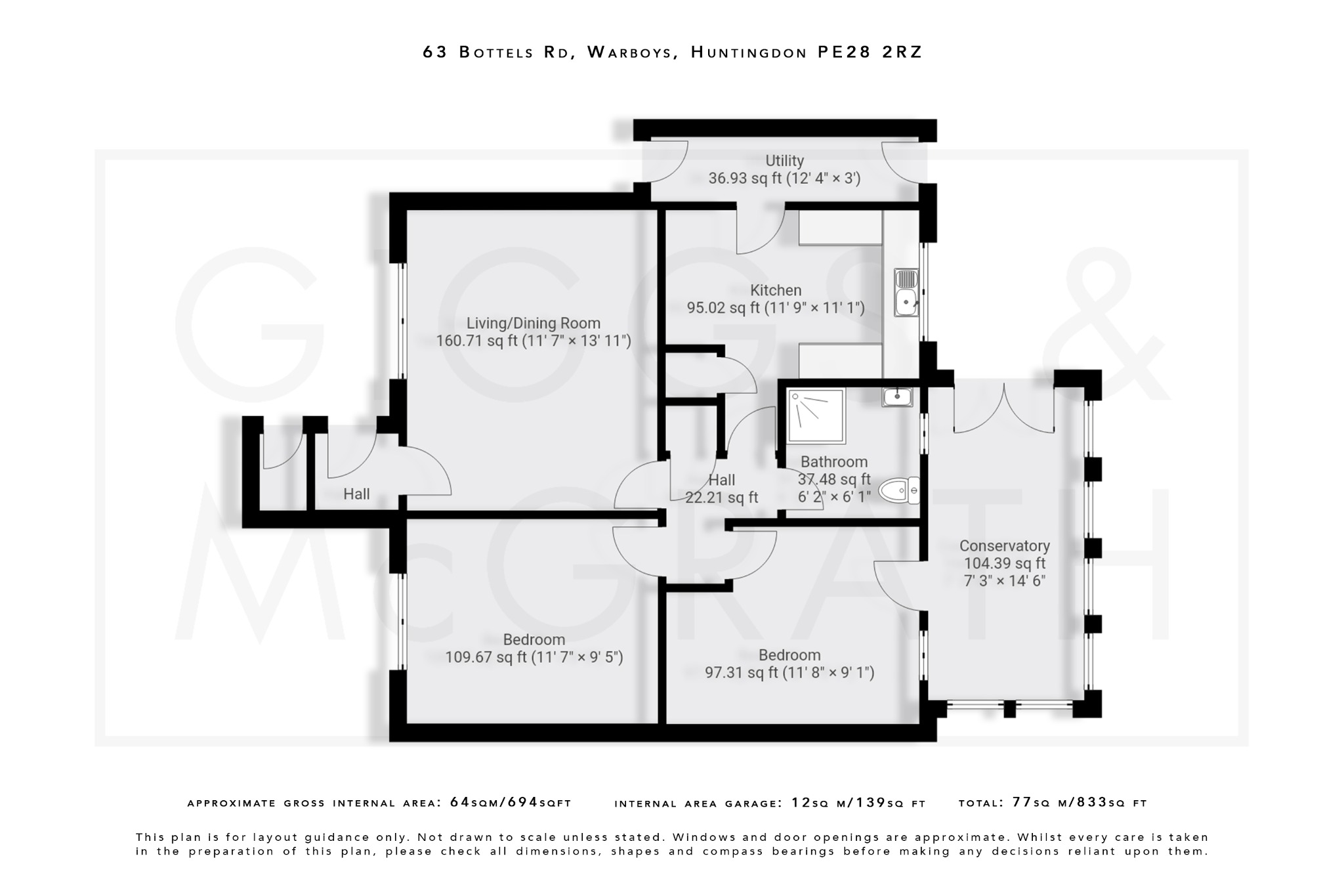 2 bed bungalow for sale in Bottels Road, Cambridgeshire - Property Floorplan