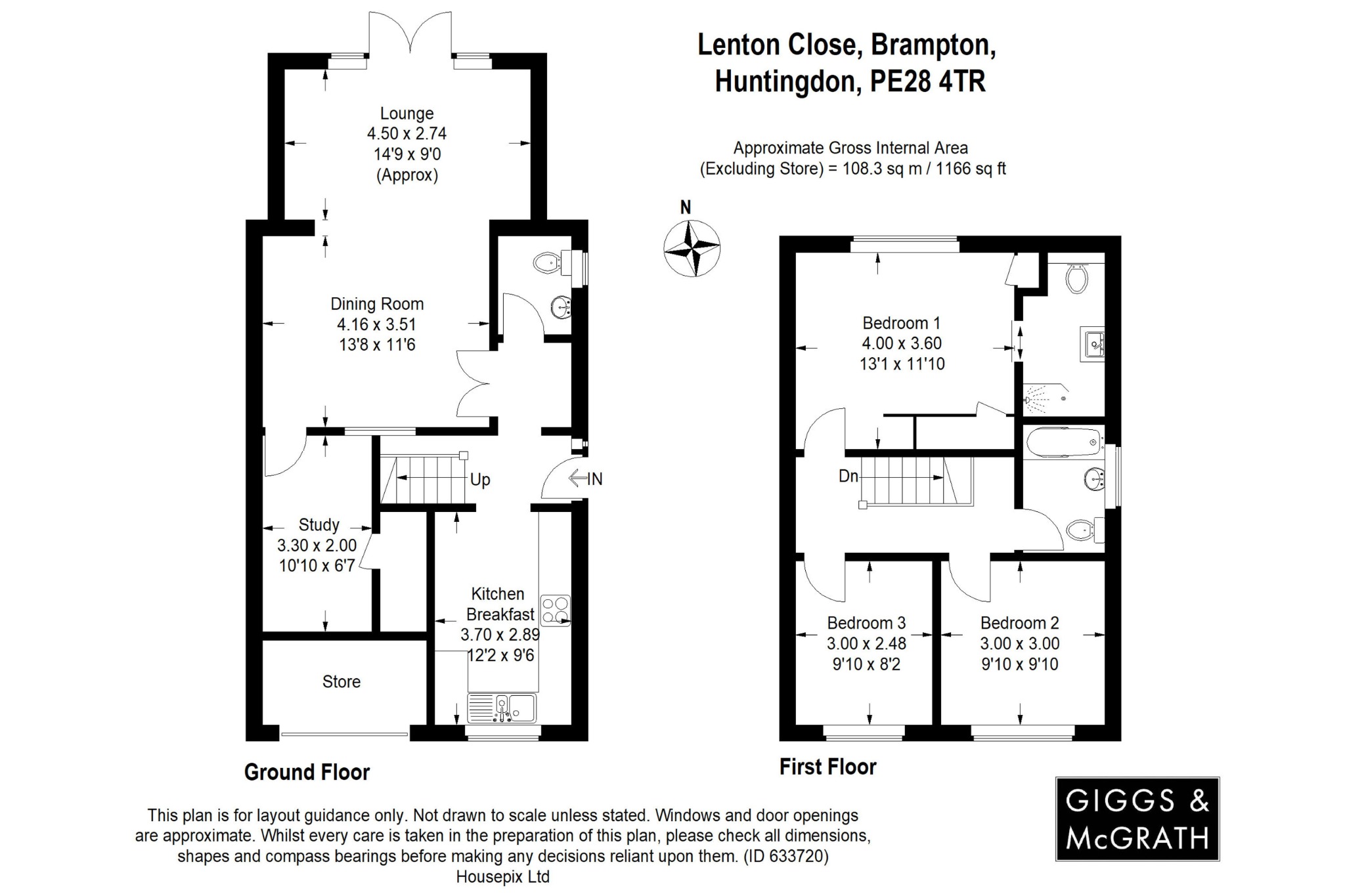 3 bed semi-detached house for sale in Lenton Close, Cambridgeshire - Property Floorplan