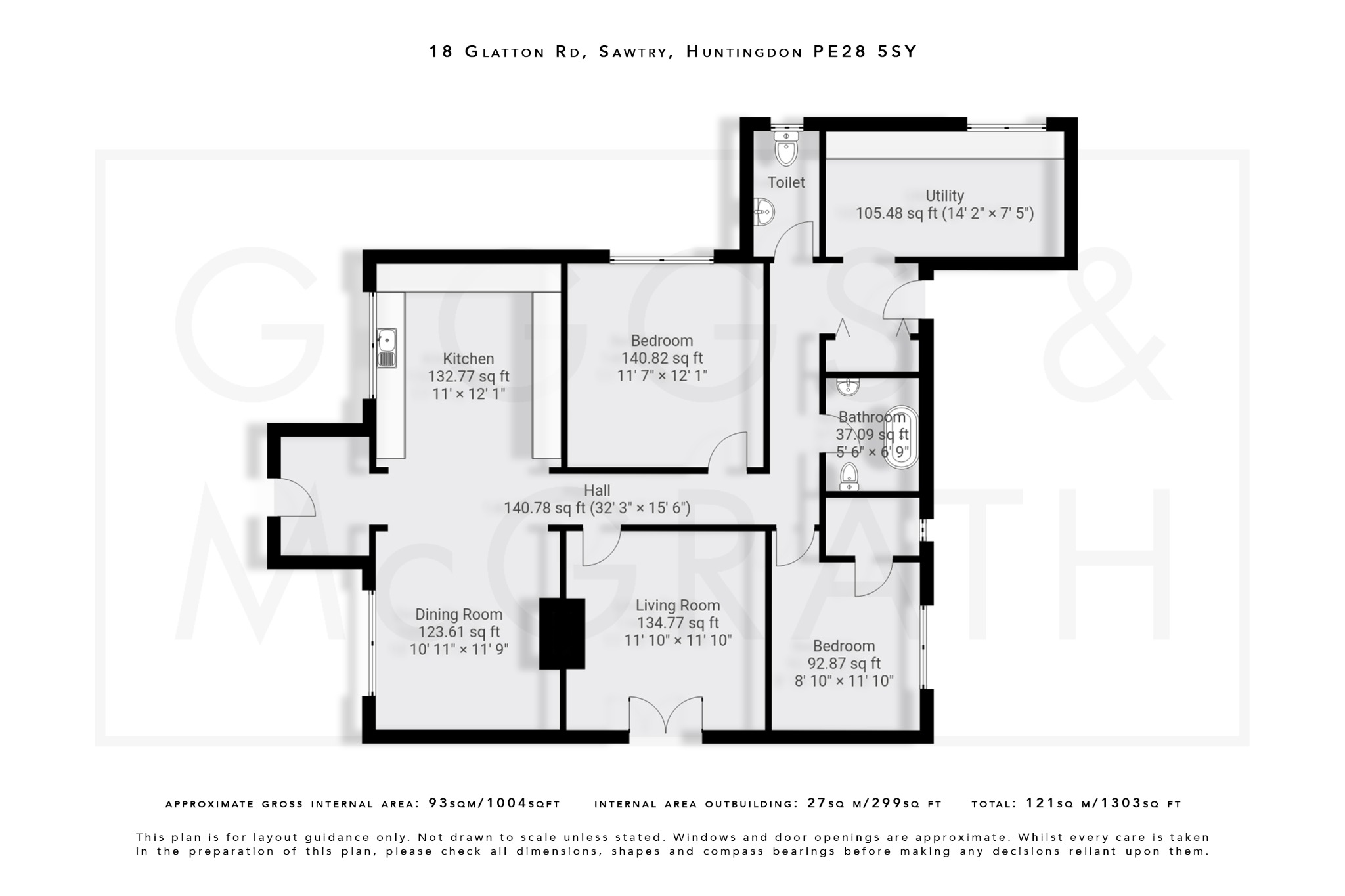 2 bed detached bungalow for sale in Glatton Road, Huntingdon - Property Floorplan
