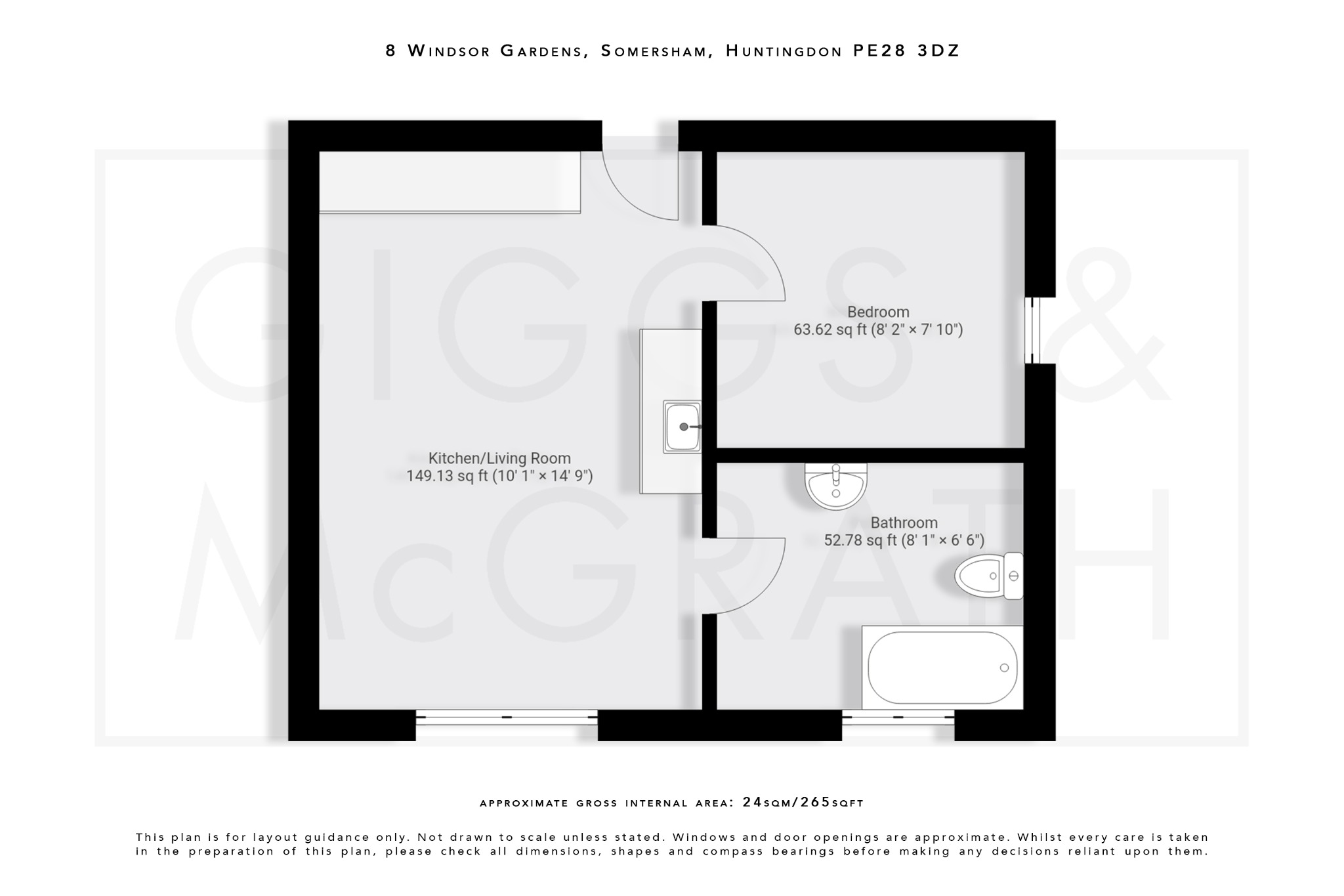 1 bed flat for sale in Windsor Gardens, Cambridgeshire - Property Floorplan