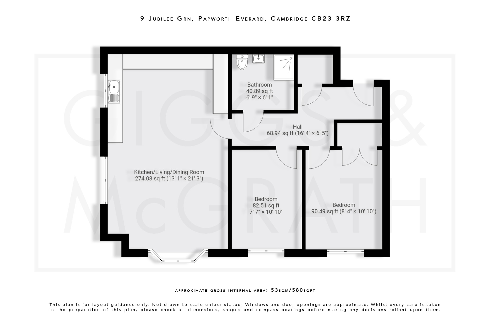 2 bed ground floor flat for sale in Jubilee Green, Cambridgeshire - Property Floorplan
