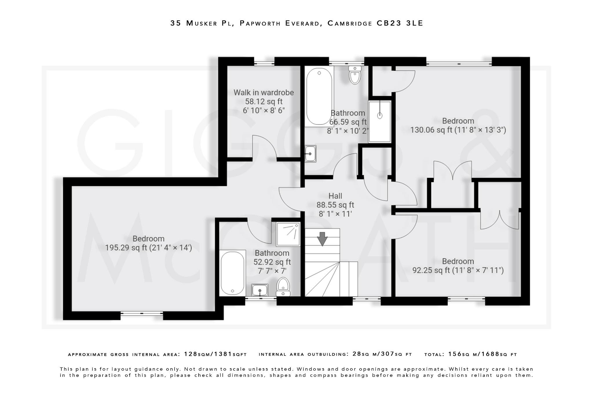 3 bed link detached house for sale in Musker Place, Cambridgeshire - Property Floorplan