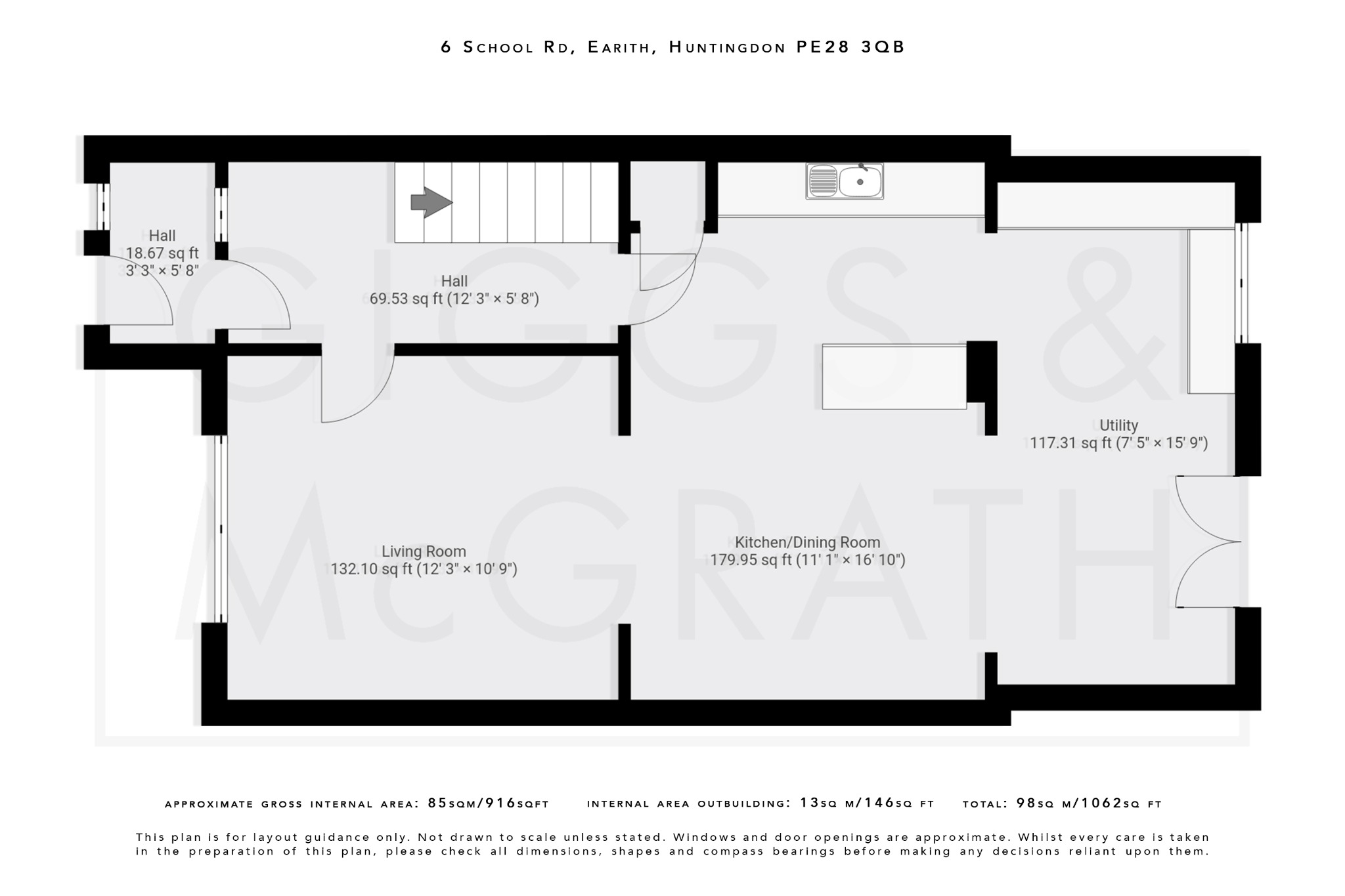 3 bed terraced house for sale in School Road, Cambridgeshire - Property Floorplan