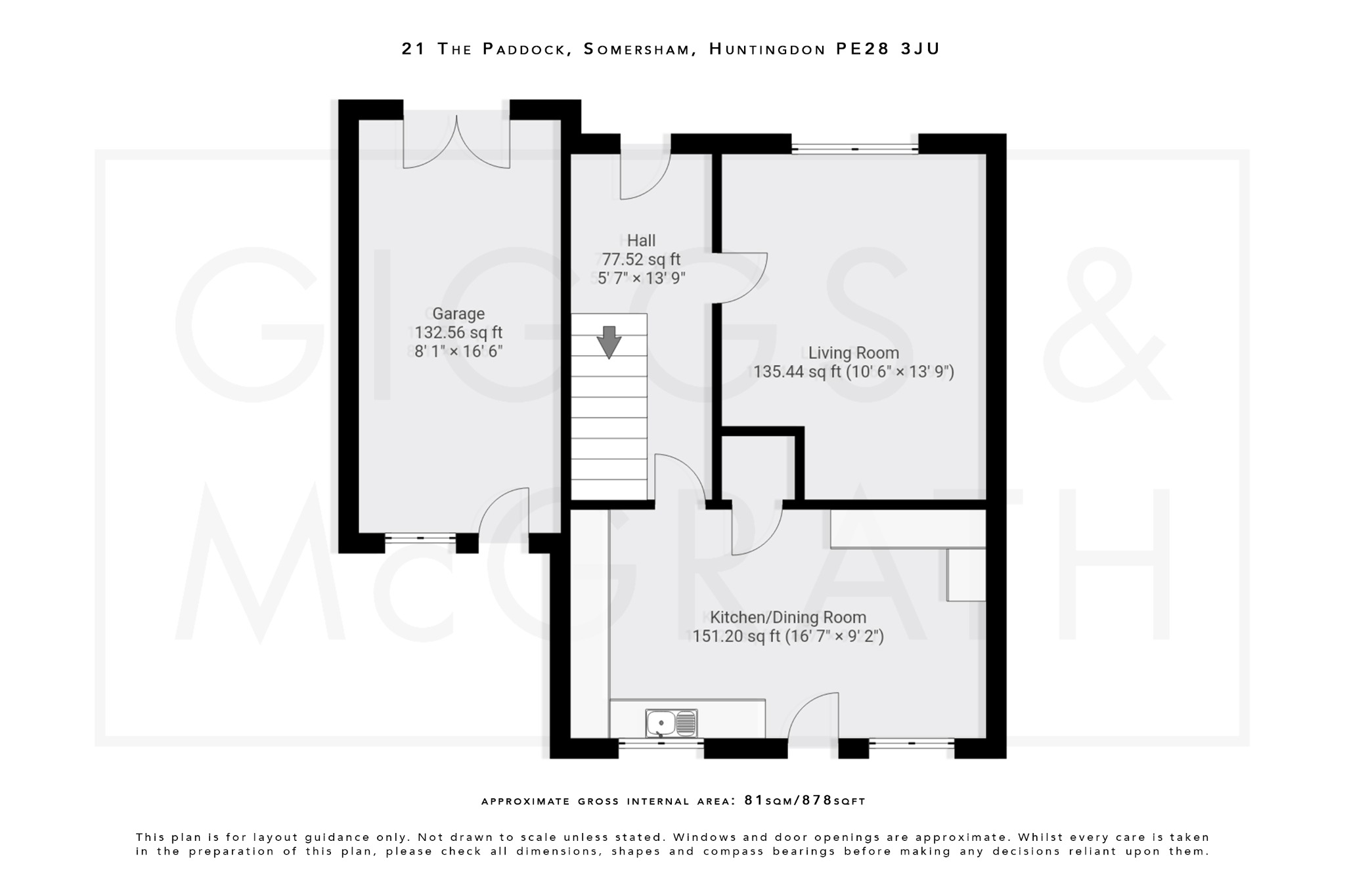 3 bed link detached house for sale in The Paddock, Huntingdon - Property Floorplan