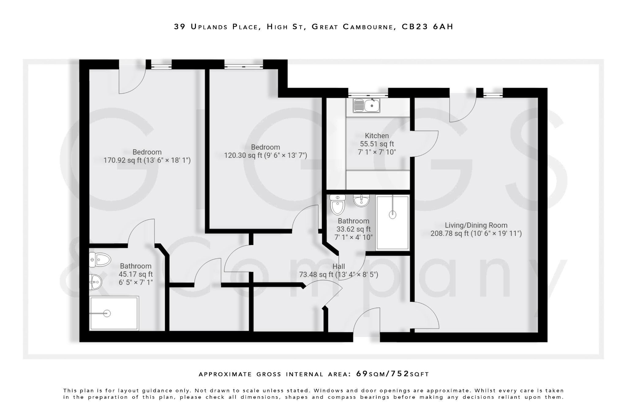 2 bed flat for sale in High Street, Cambridge - Property Floorplan