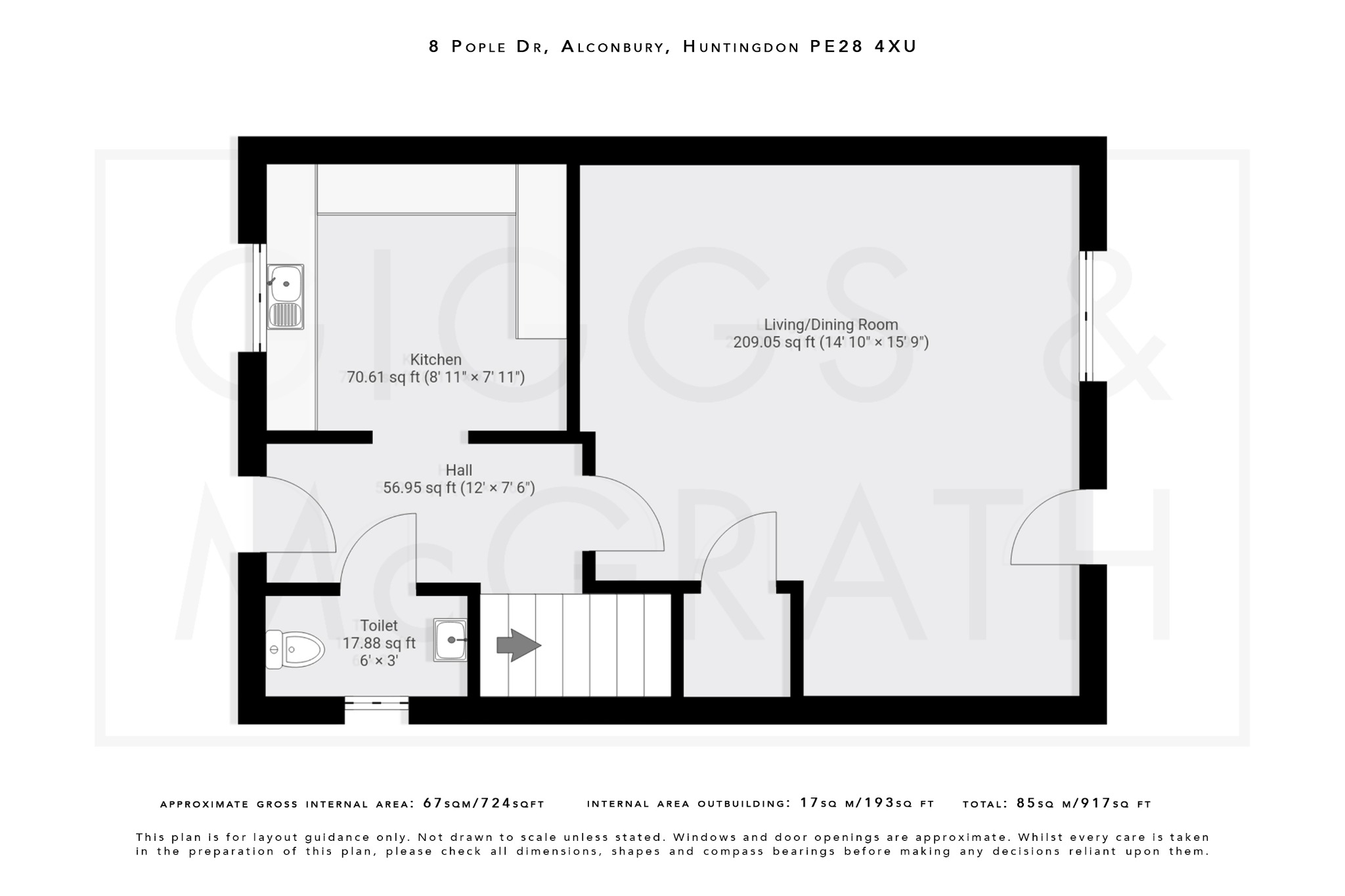 3 bed end of terrace house for sale in Pople Drive, Cambridgeshire - Property Floorplan
