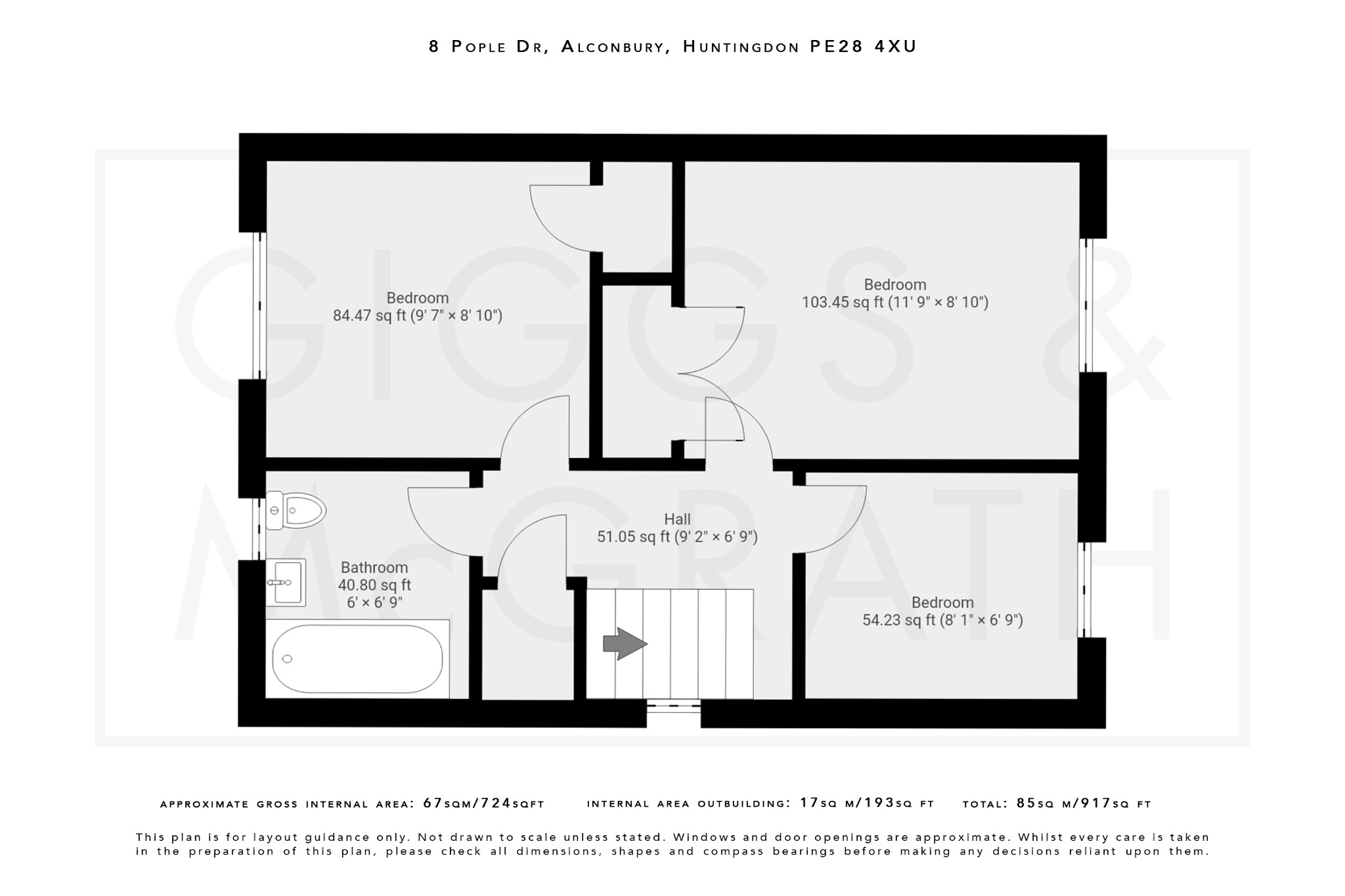 3 bed end of terrace house for sale in Pople Drive, Cambridgeshire - Property Floorplan