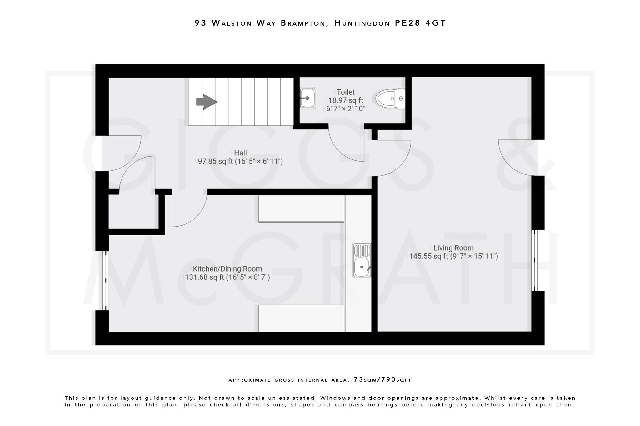 2 bed terraced house for sale in Walston Way, Cambridgeshire - Property Floorplan