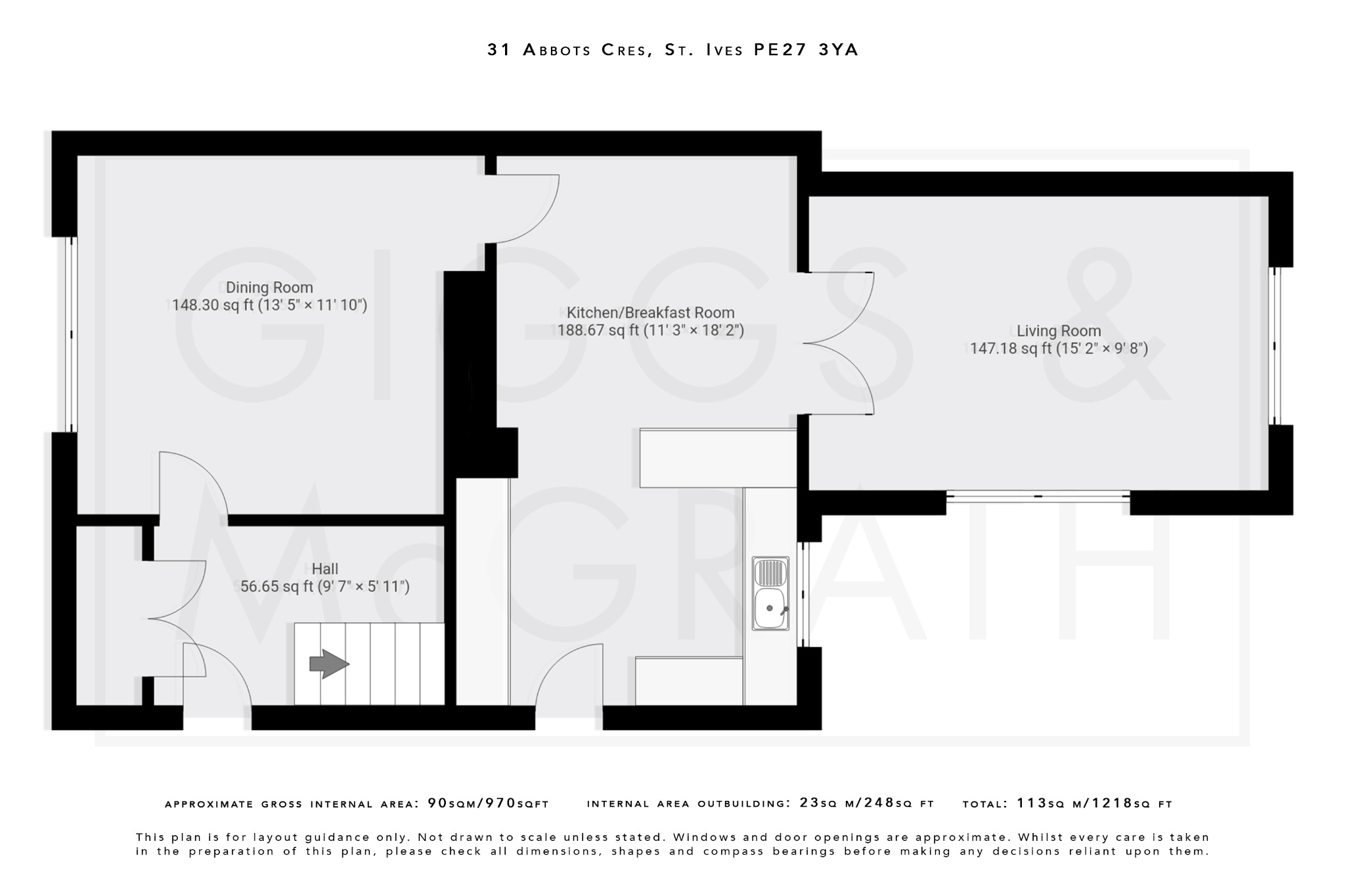 3 bed semi-detached house for sale in Abbots Crescent, St Ives - Property Floorplan