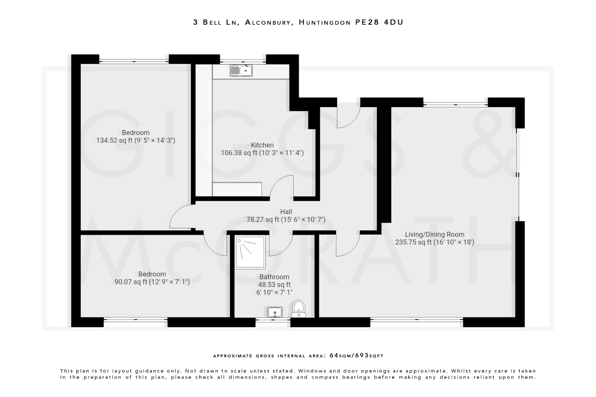 2 bed detached bungalow for sale in Bell Lane, Huntingdon - Property Floorplan