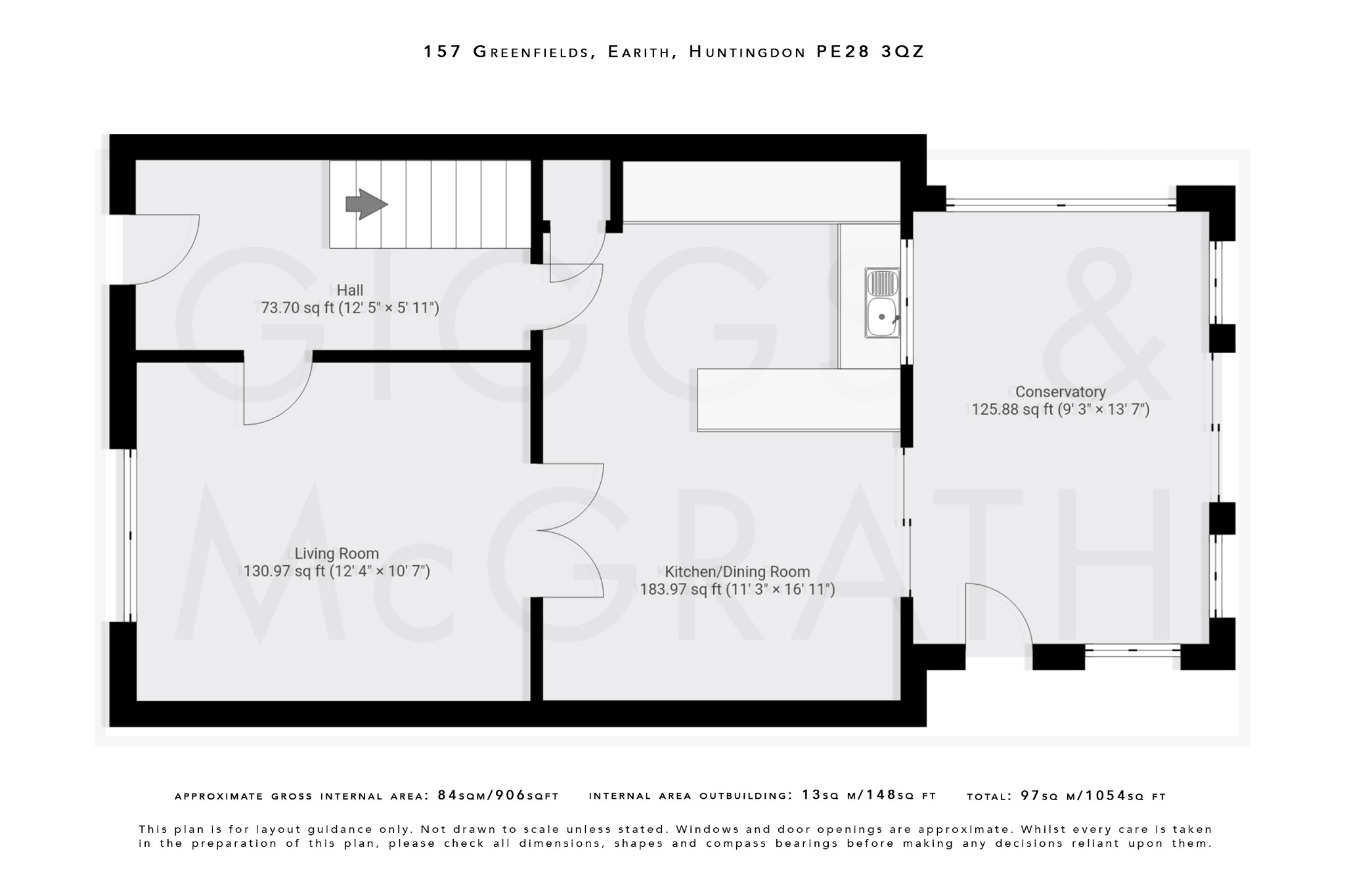 3 bed semi-detached house for sale in Greenfields, Cambridgeshire - Property Floorplan