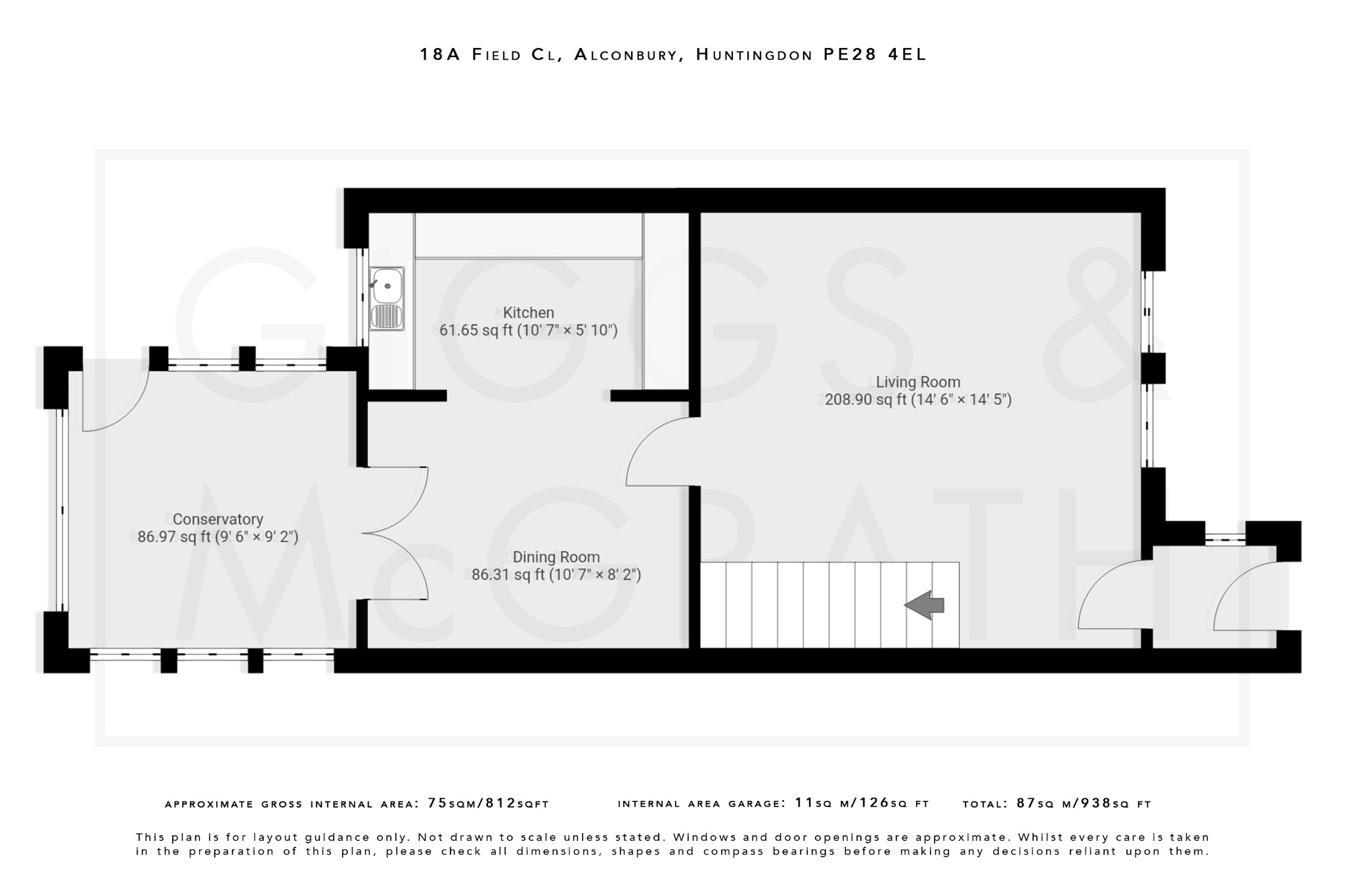 3 bed terraced house for sale in Field Close, Cambridgeshire - Property Floorplan