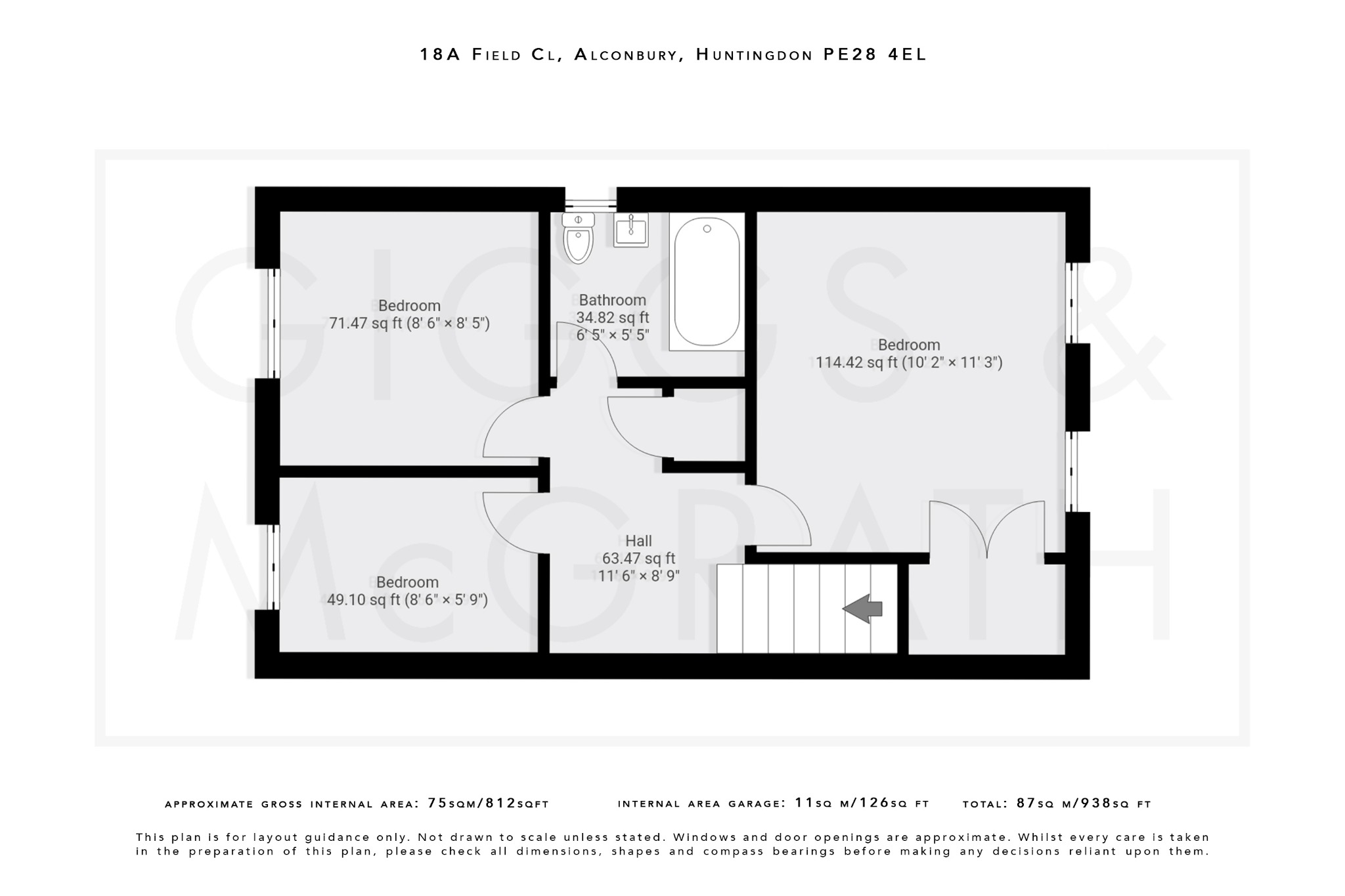 3 bed terraced house for sale in Field Close, Cambridgeshire - Property Floorplan