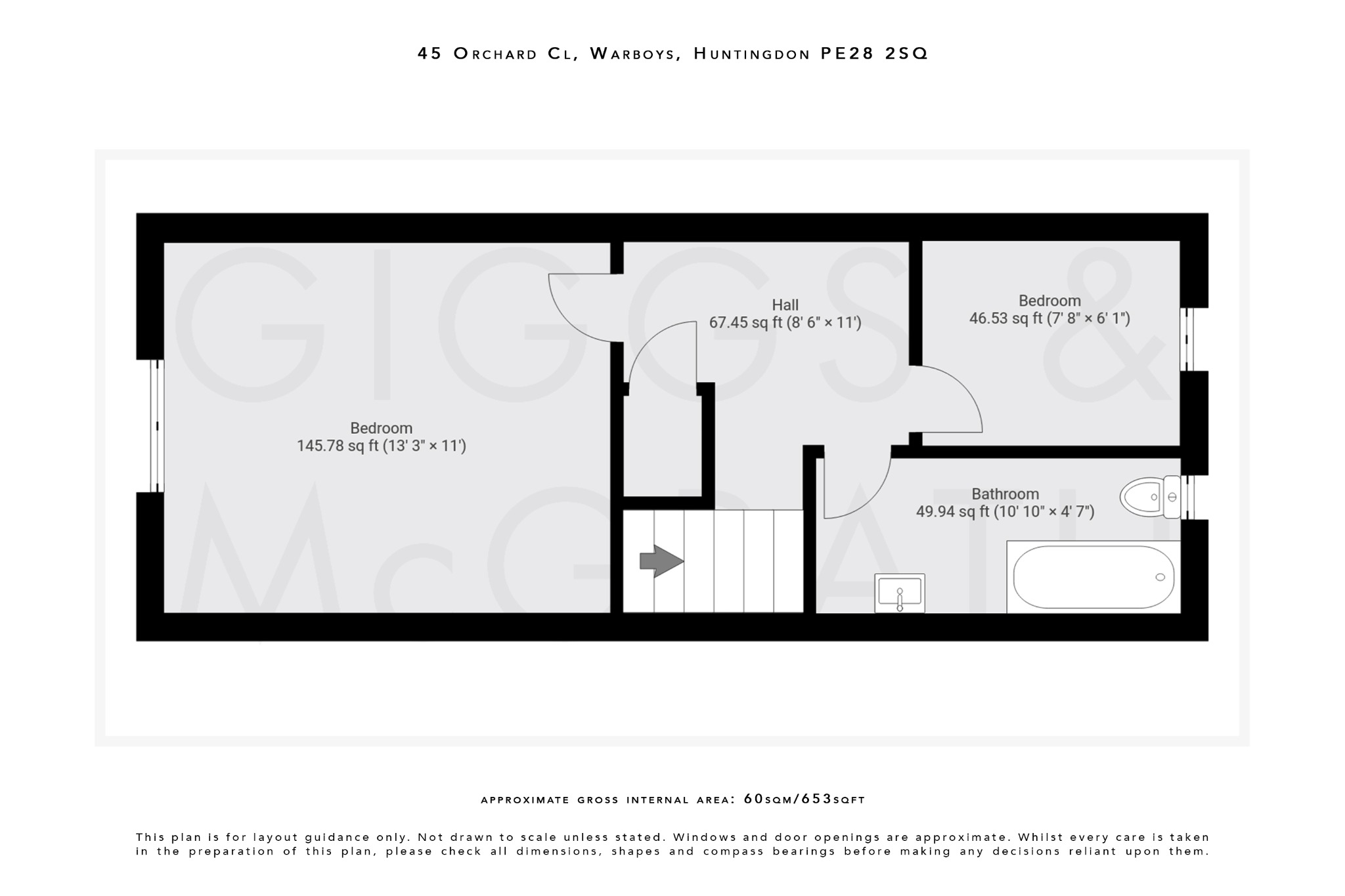 2 bed terraced house for sale in Orchard Close, Cambridgeshire - Property Floorplan
