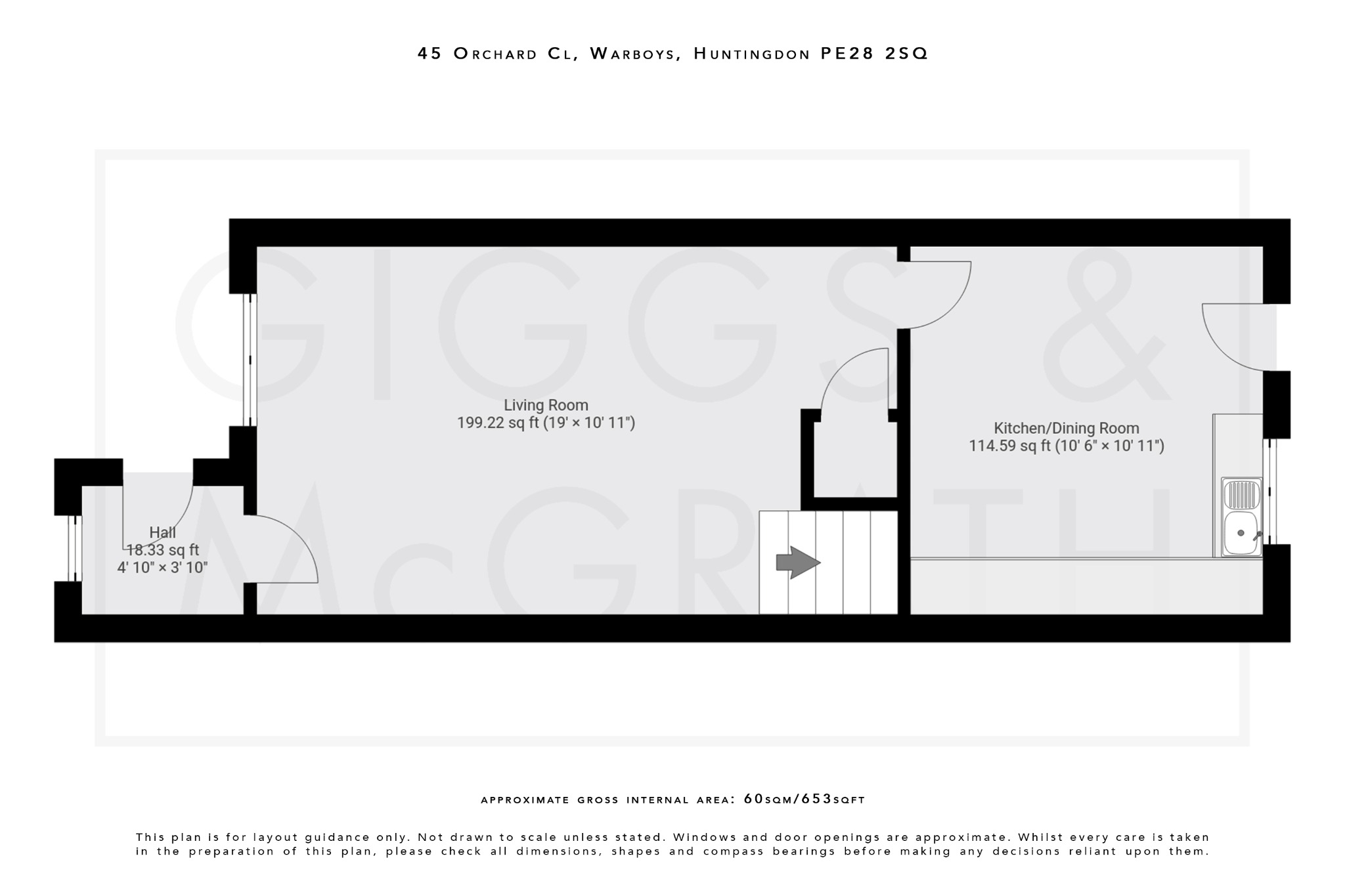 2 bed terraced house for sale in Orchard Close, Cambridgeshire - Property Floorplan
