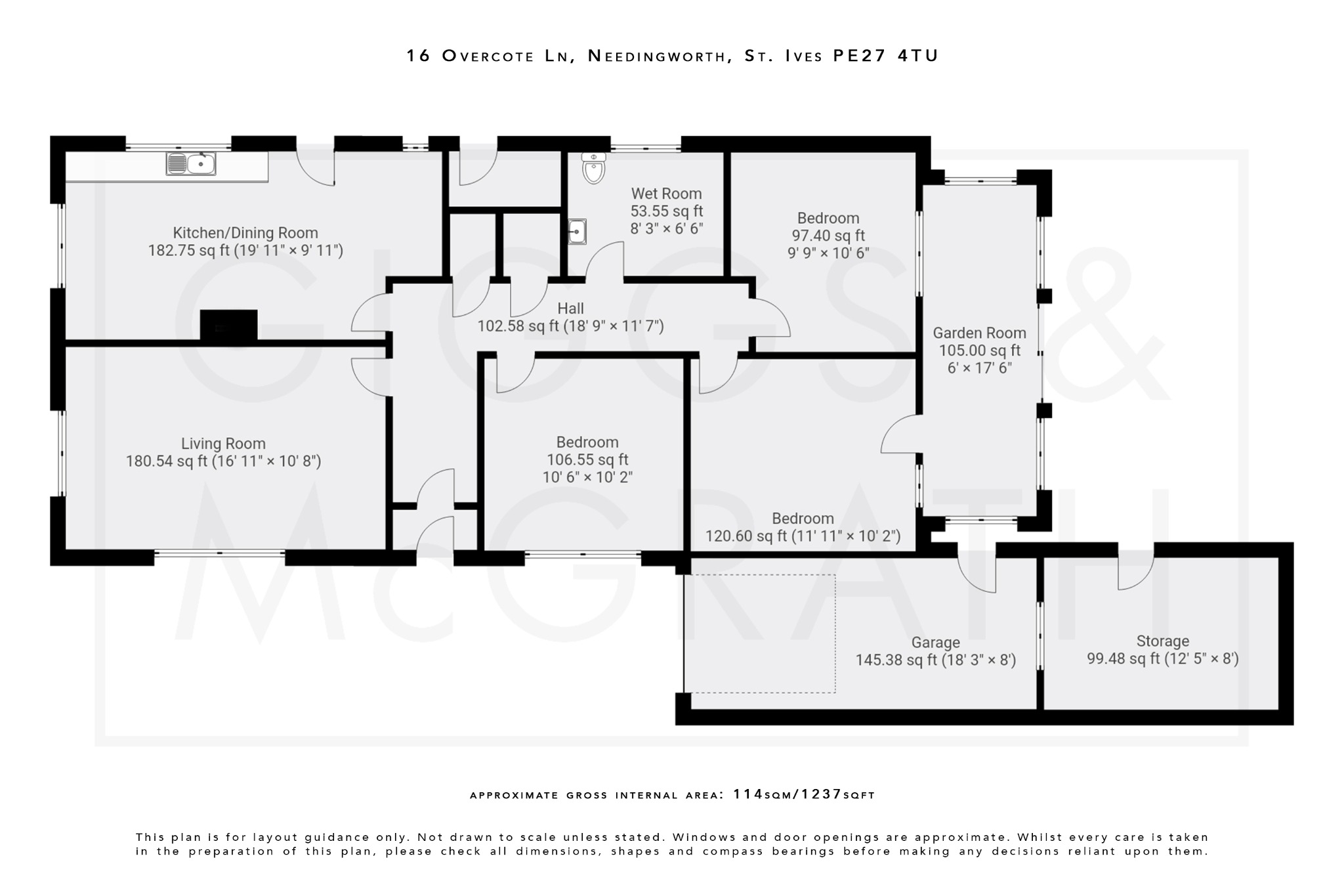 3 bed bungalow for sale in Overcote Lane, Cambridgeshire - Property Floorplan