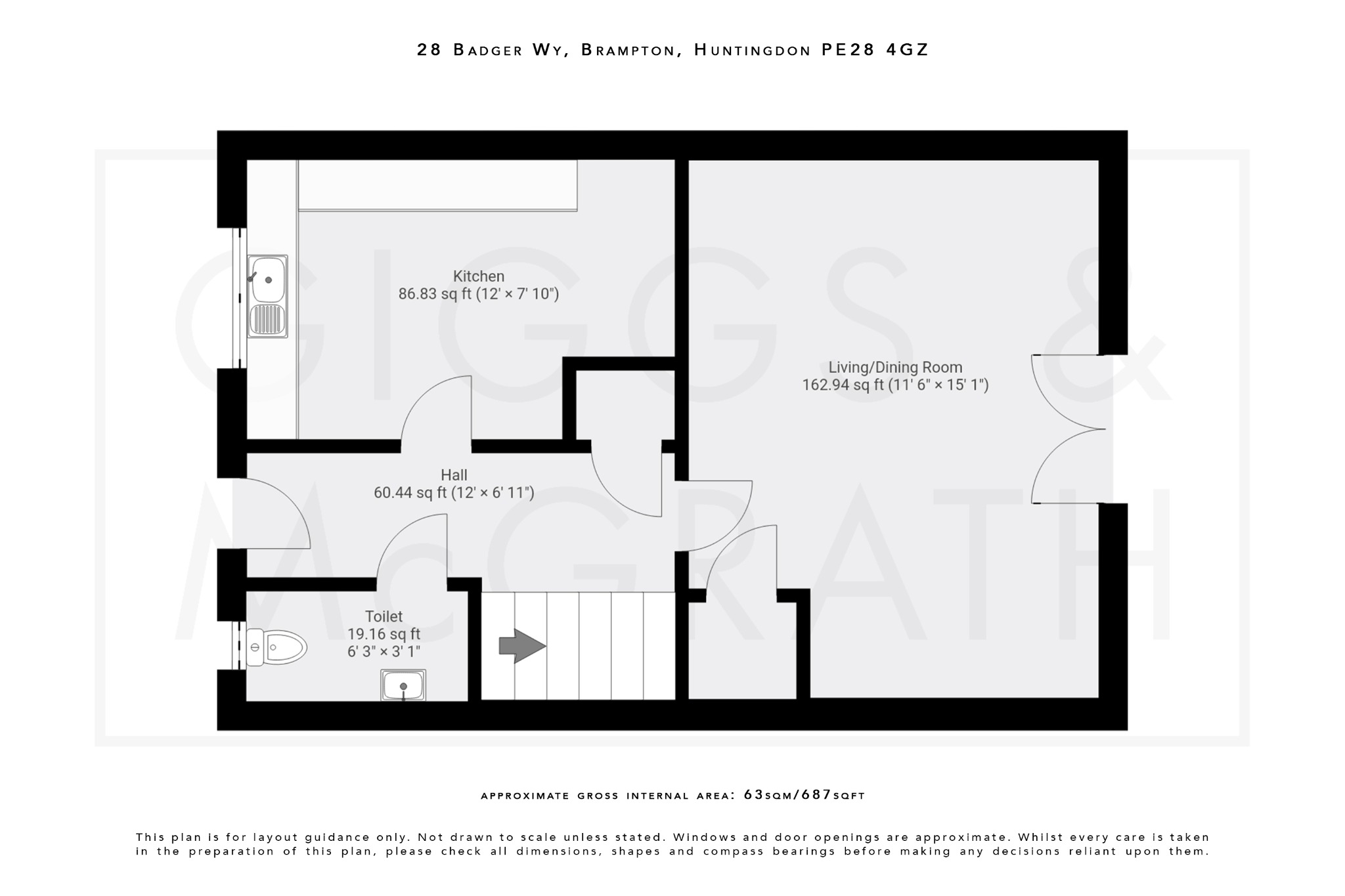 2 bed semi-detached house for sale in Badger Way, Cambridgeshire - Property Floorplan