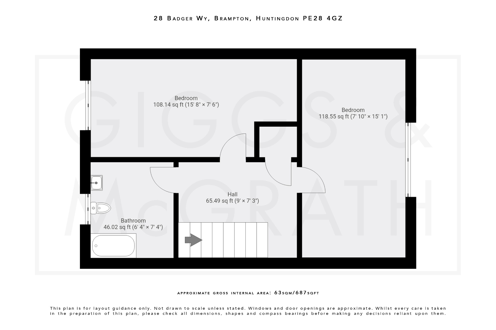 2 bed semi-detached house for sale in Badger Way, Cambridgeshire - Property Floorplan