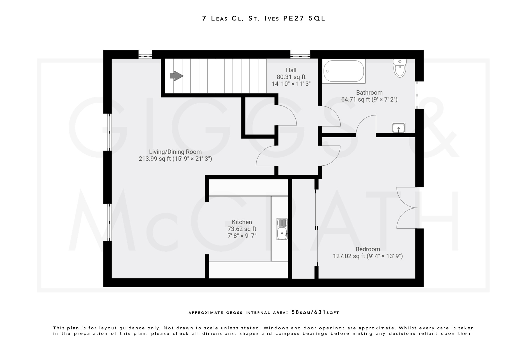 1 bed flat for sale in Leas Close, St Ives - Property Floorplan