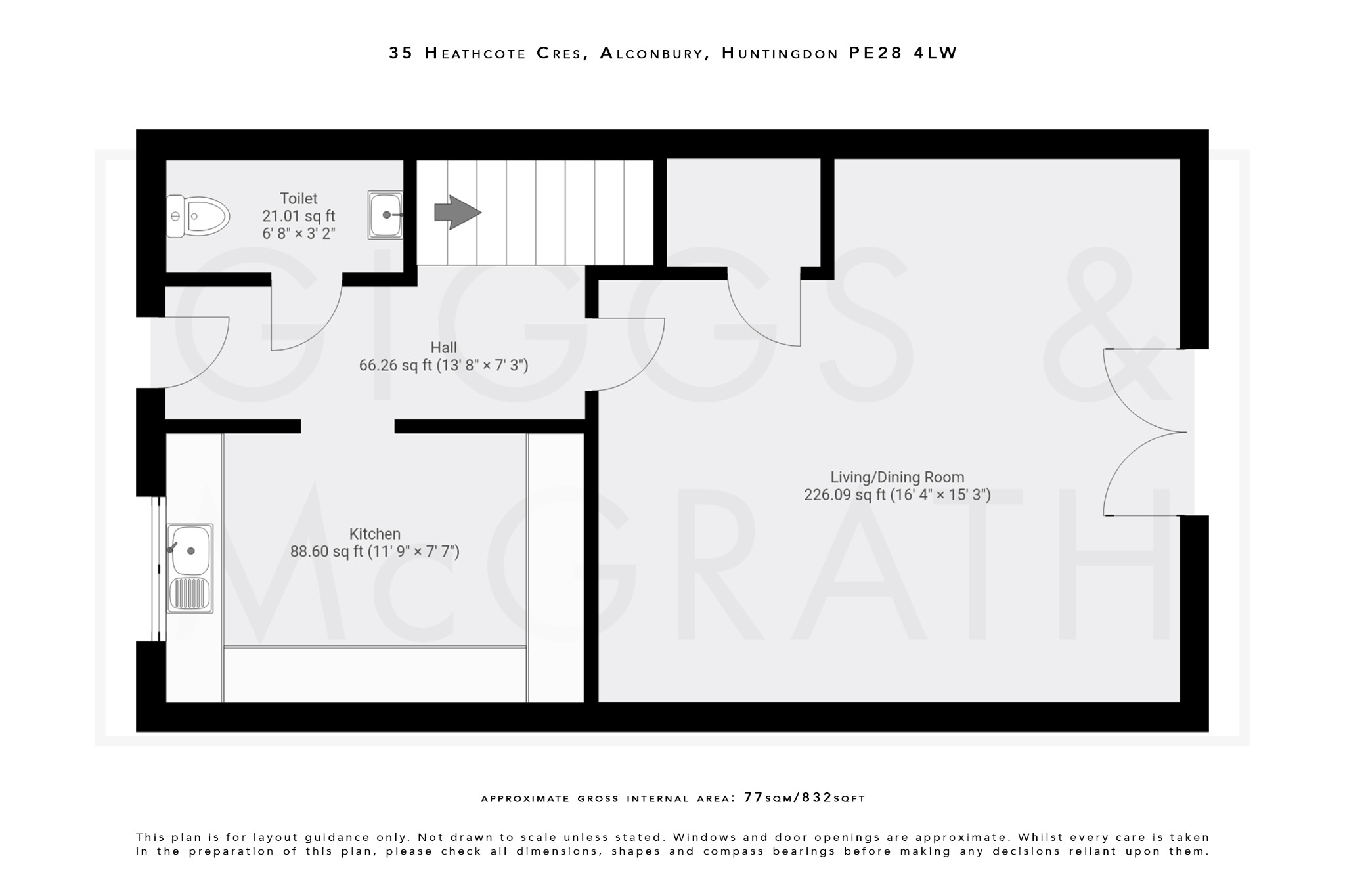 3 bed terraced house for sale in Heathcote Crescent, Cambridgeshire - Property Floorplan