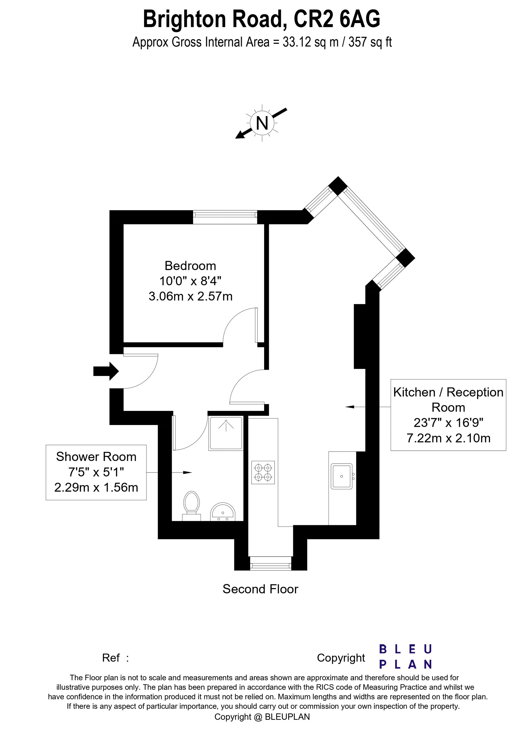 1 bed flat to rent in Brighton Road, South Croydon - Property floorplan