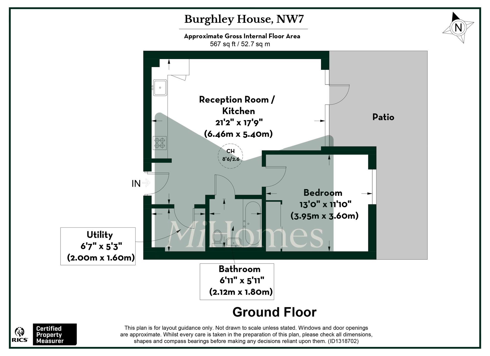 1 bed flat for sale in Royal Engineers Way, Burghley House, NW7 - Property floorplan