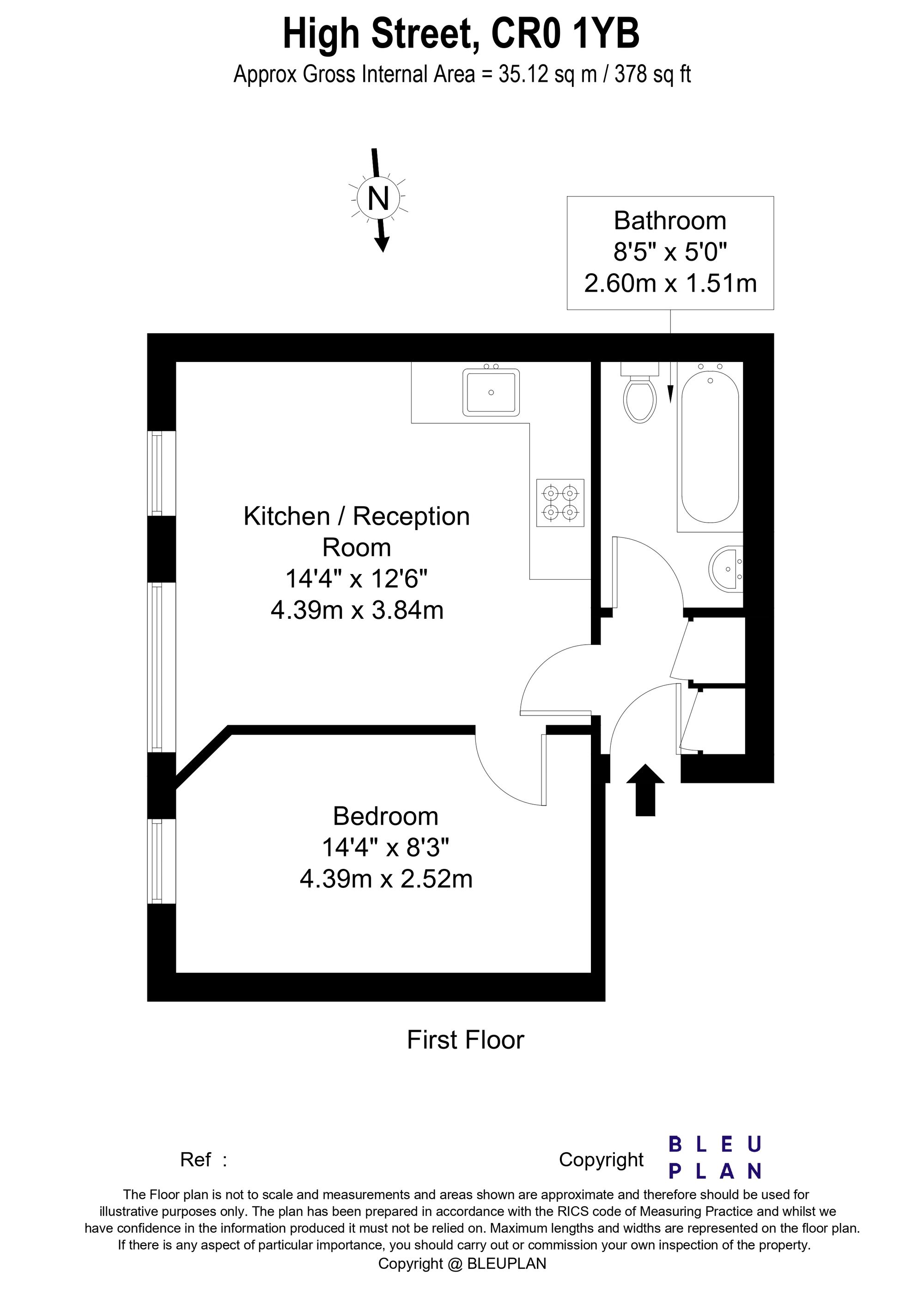 1 bed flat to rent in High Street, Croydon - Property floorplan