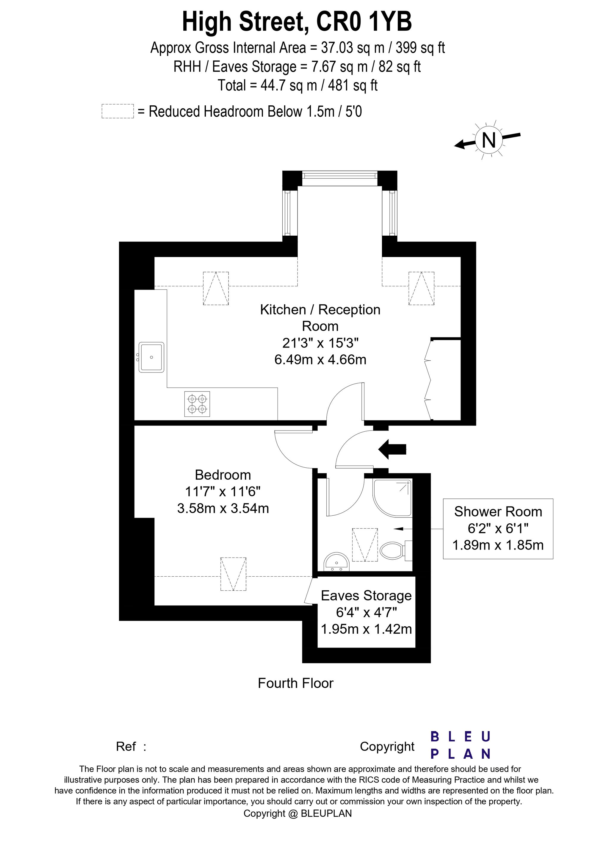 1 bed flat to rent in High Street, Croydon - Property floorplan