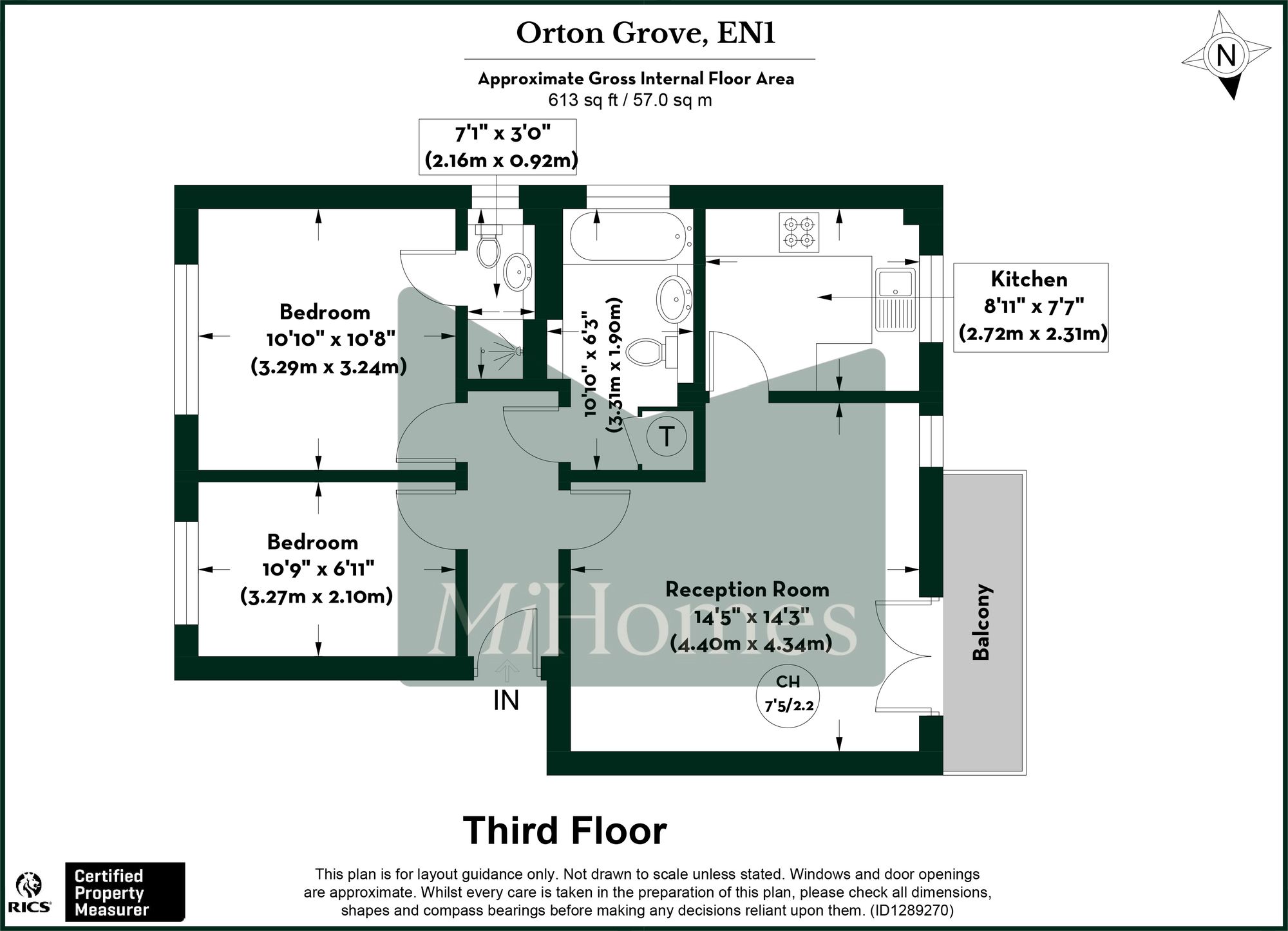 2 bed flat for sale in Orton Grove, Enfield, EN1 - Property floorplan