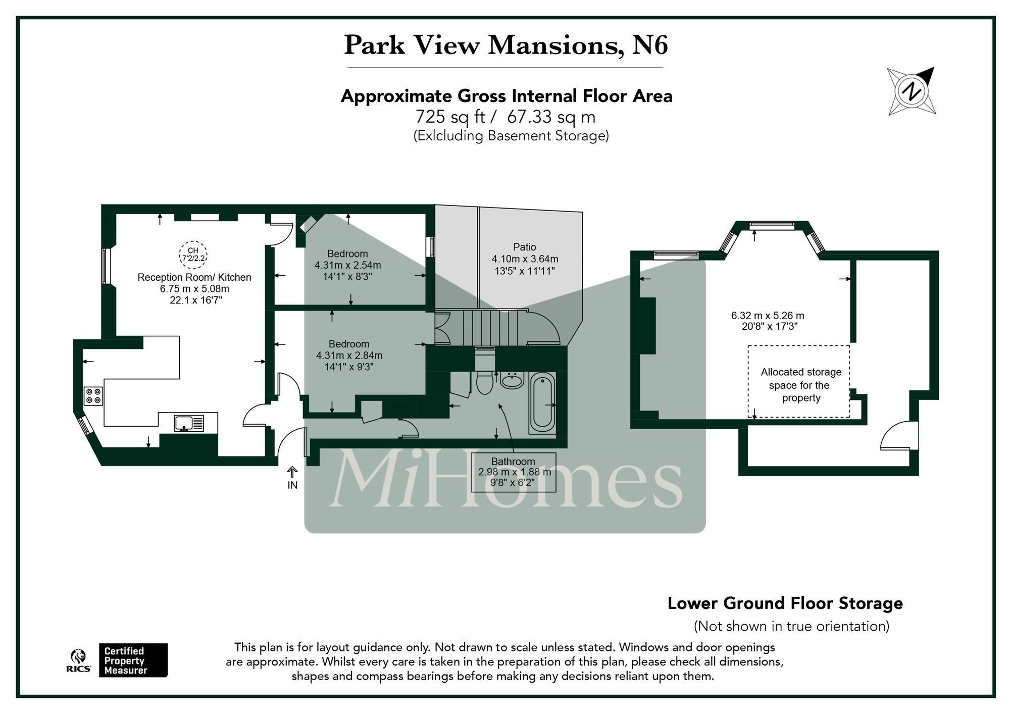 2 bed flat for sale in Highgate High Street, Parkview Mansions Highgate High Street, N6 - Property floorplan