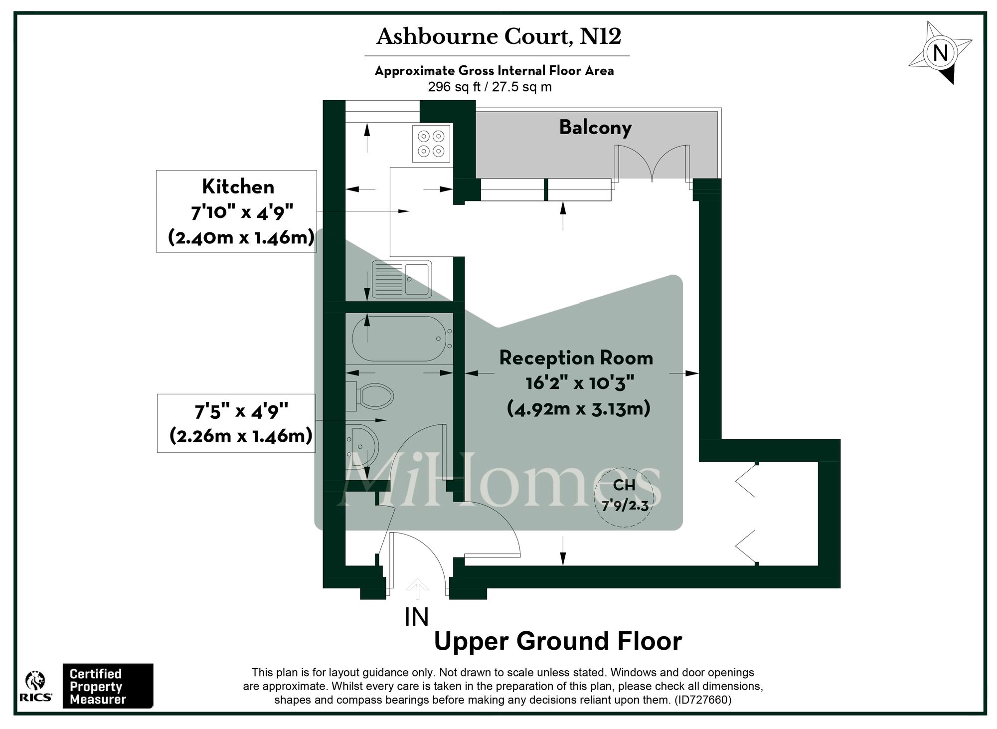 Studio flat for sale in Ashbourne Close, Ashbourne Court Ashbourne Close, N12 - Property floorplan