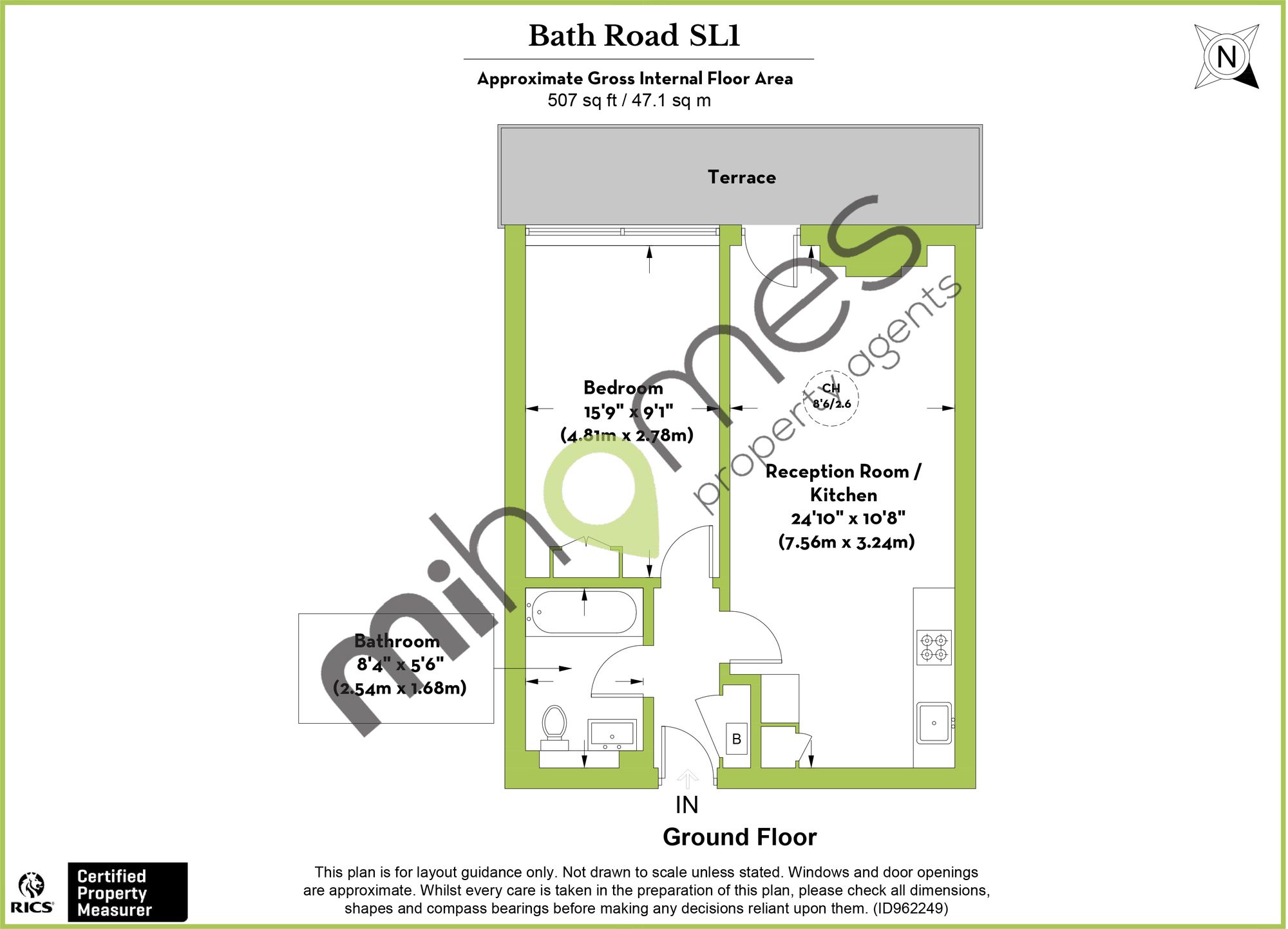1 bed flat to rent in Bath Road, Slough, SL1 - Property floorplan