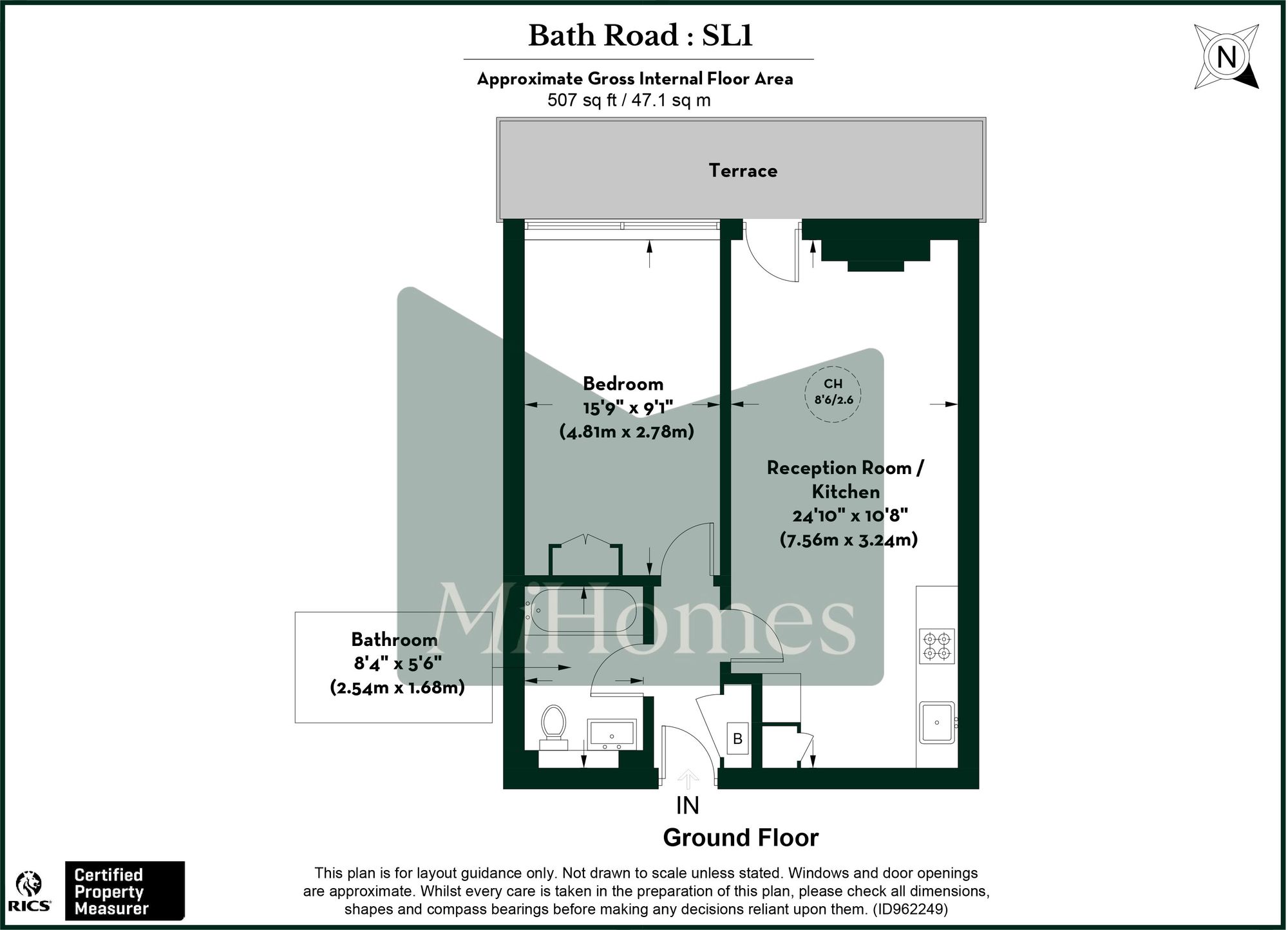 1 bed flat to rent in Bath Road, Slough, SL1 - Property floorplan