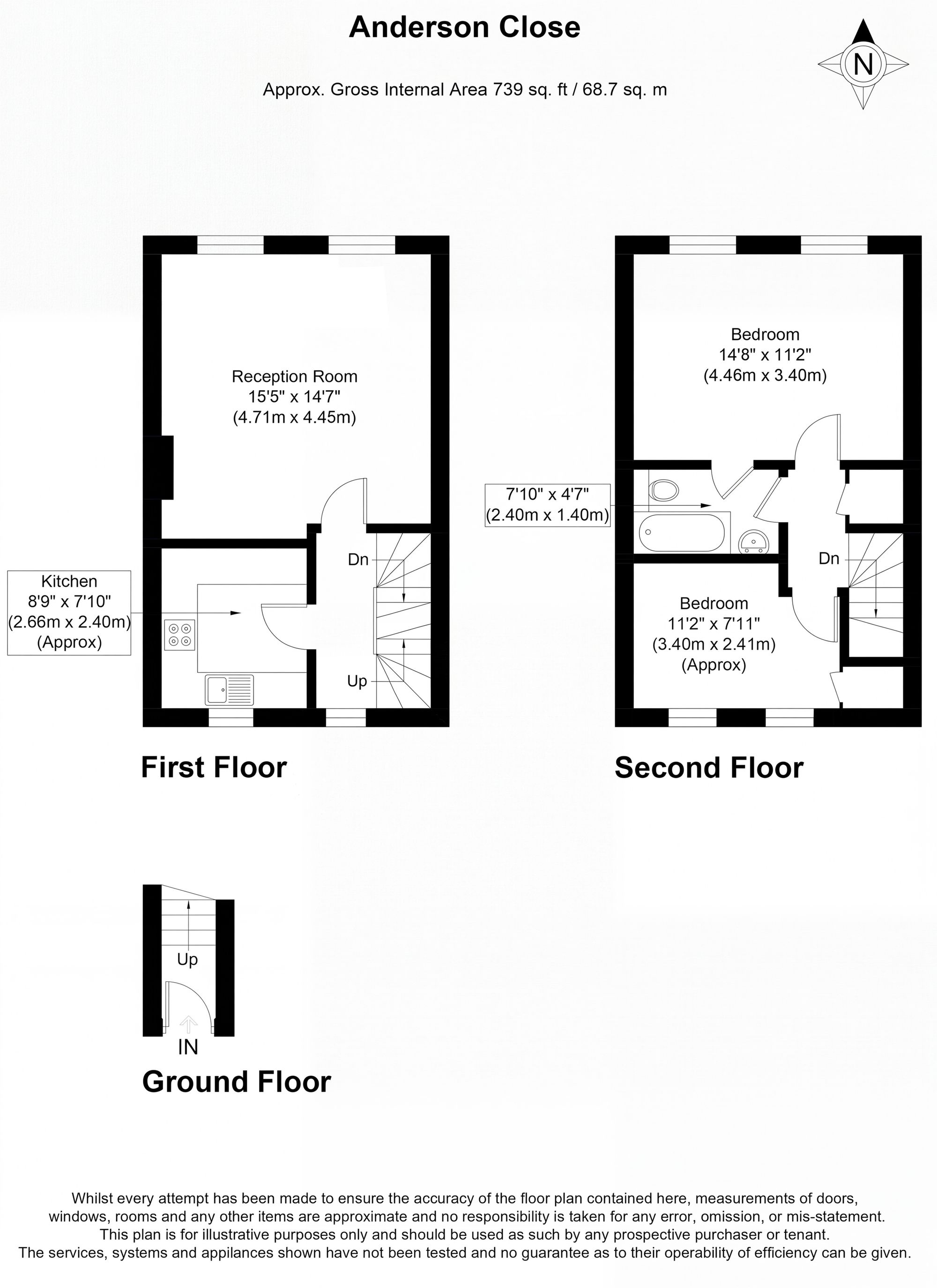 2 bed to rent in Anderson Close, London, N21 - Property floorplan