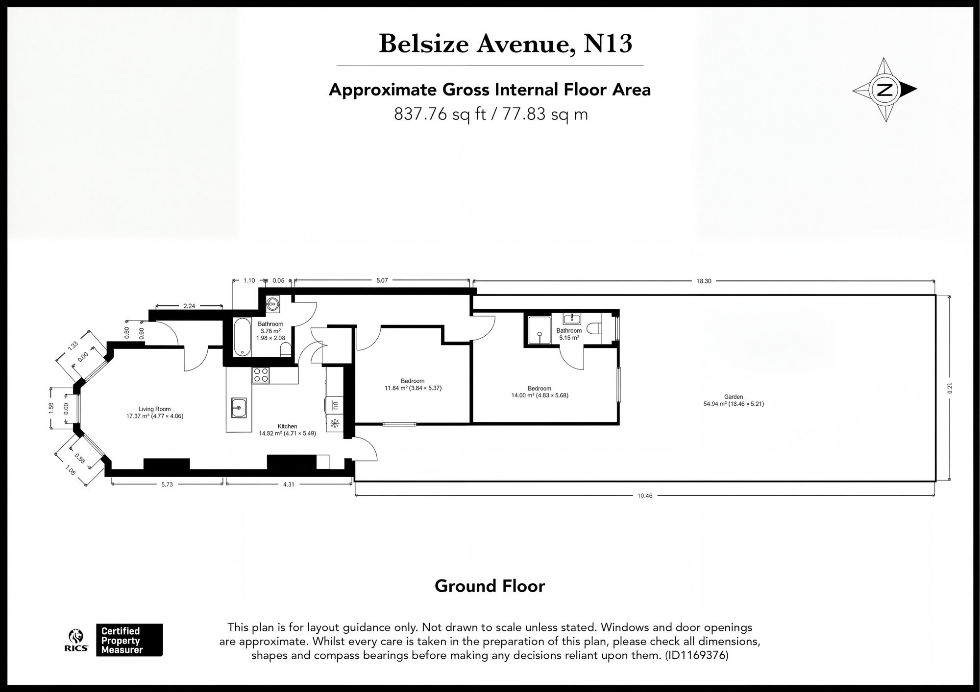 2 bed ground floor flat to rent in Belsize Avenue, London, N13 - Property floorplan