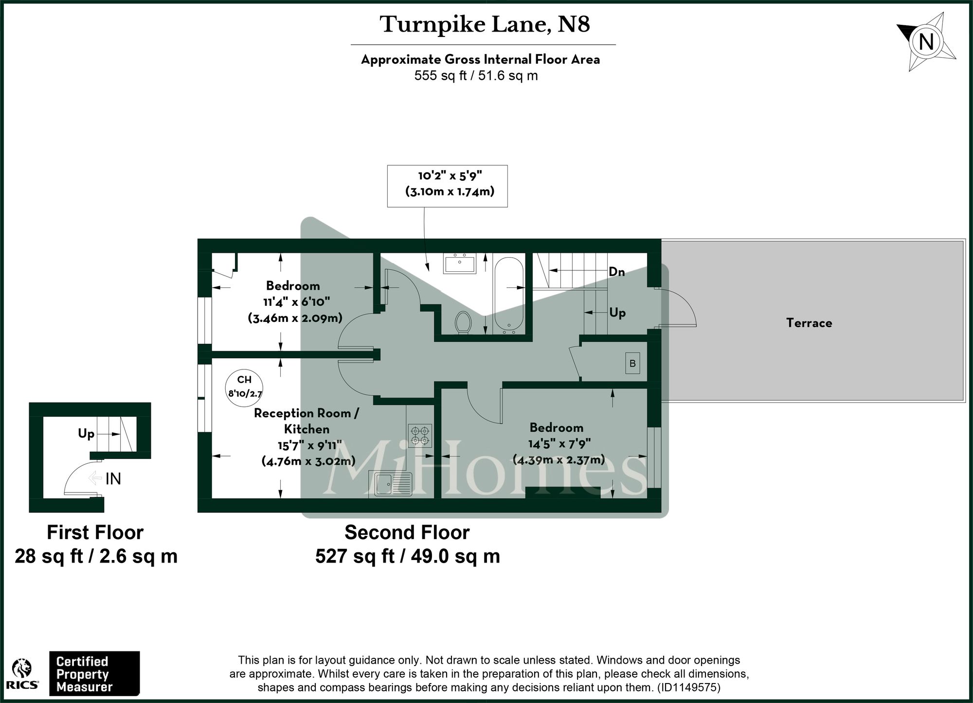 2 bed flat to rent in Turnpike Lane, London, N8 - Property floorplan