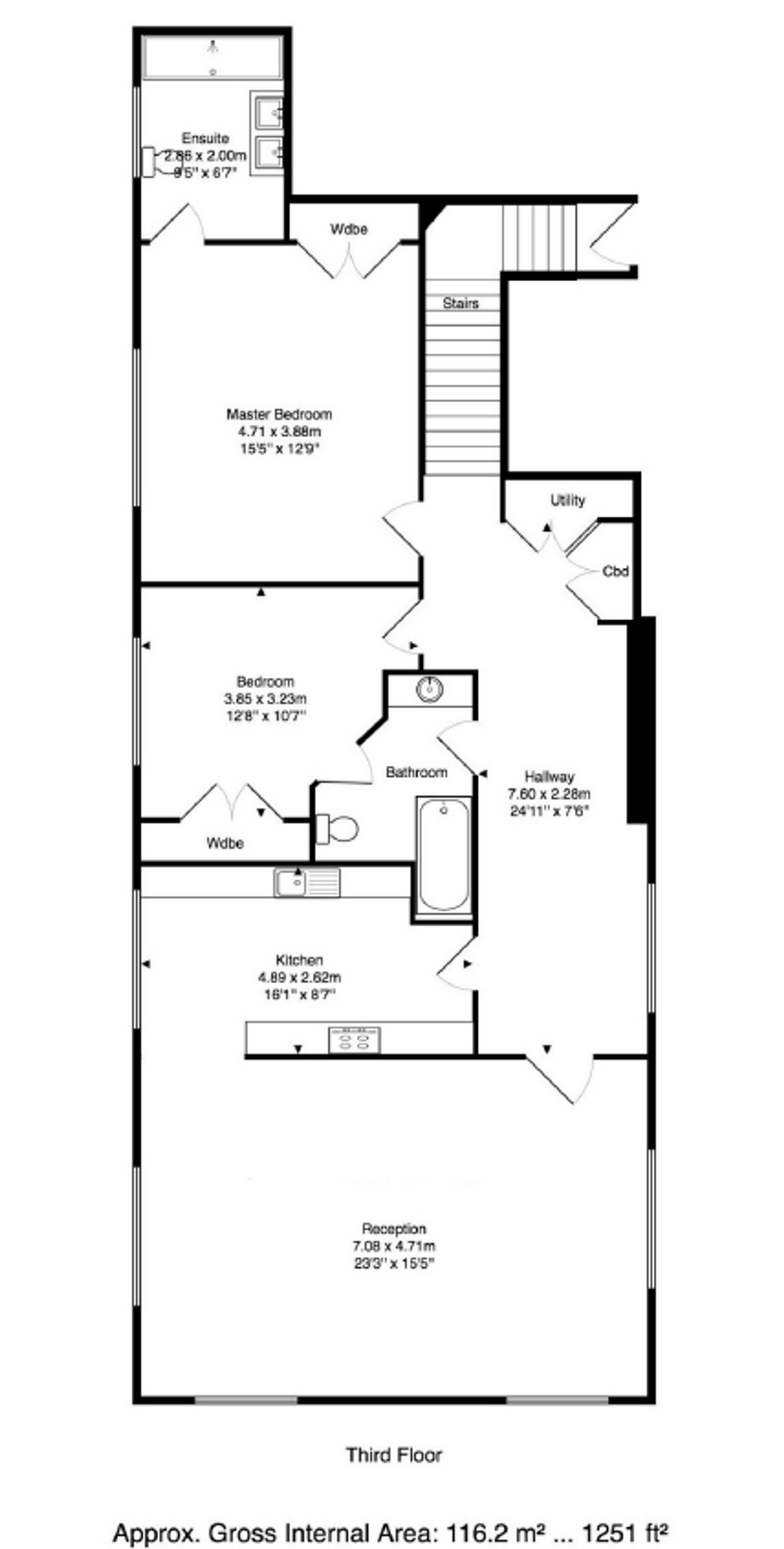 2 bed penthouse to rent in Games Road, Barnet, EN4 - Property floorplan